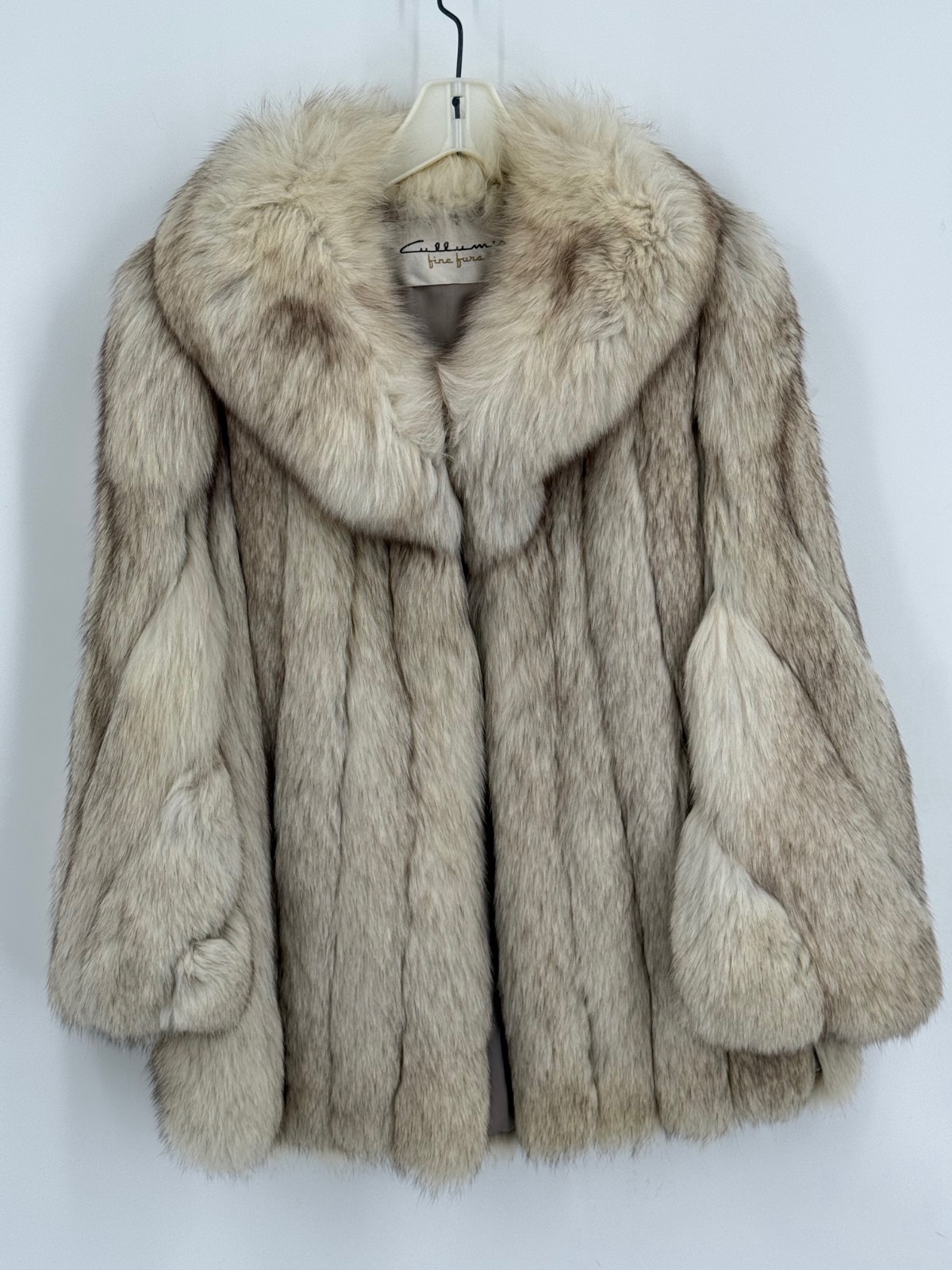 Vintage Cullum’s Fine Furs Blonde Light Gray Fox Fur Leather Coat Women’s