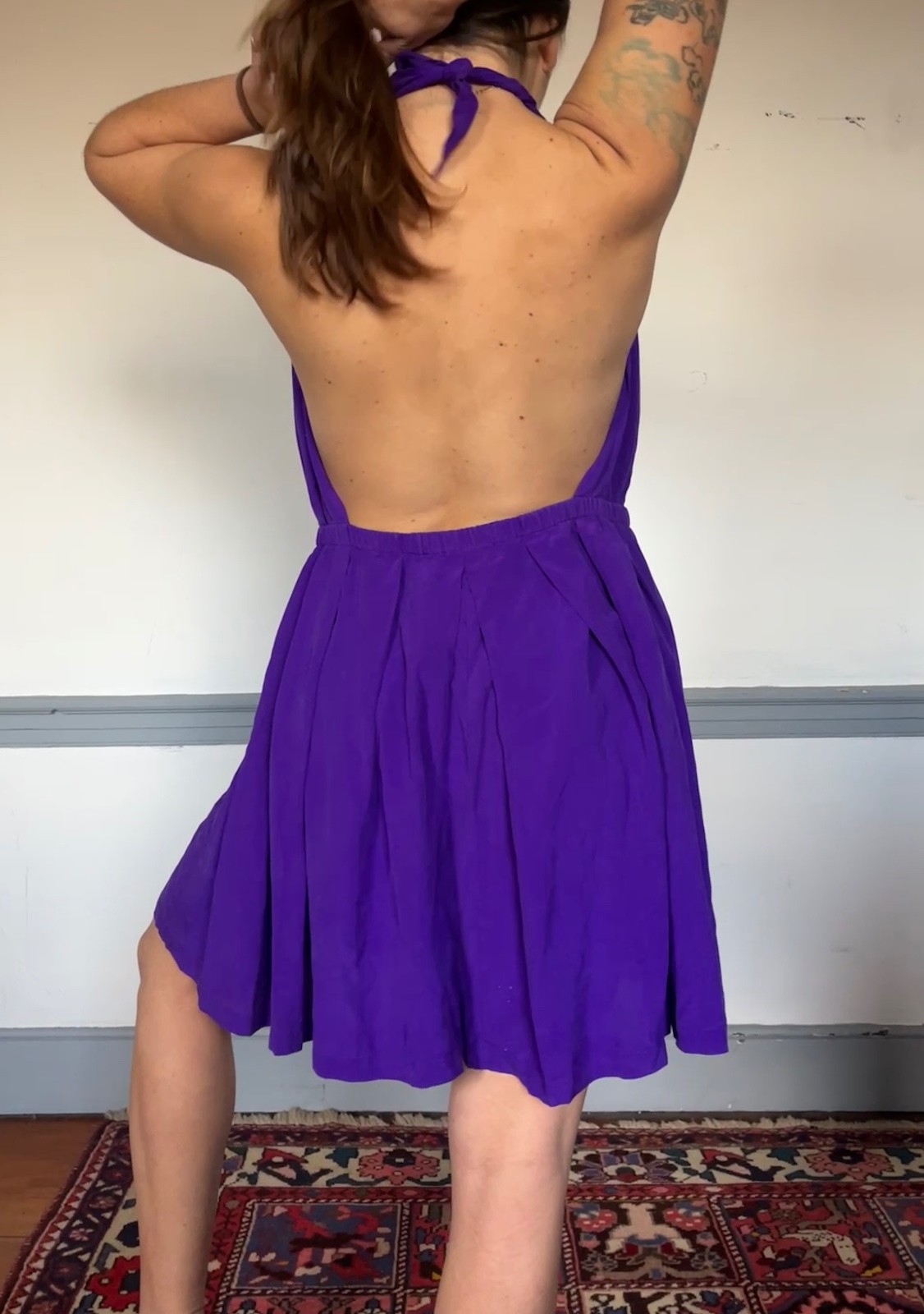 “Buy It Now + Best Offer” Vintage purple, Donna Karen silk dress