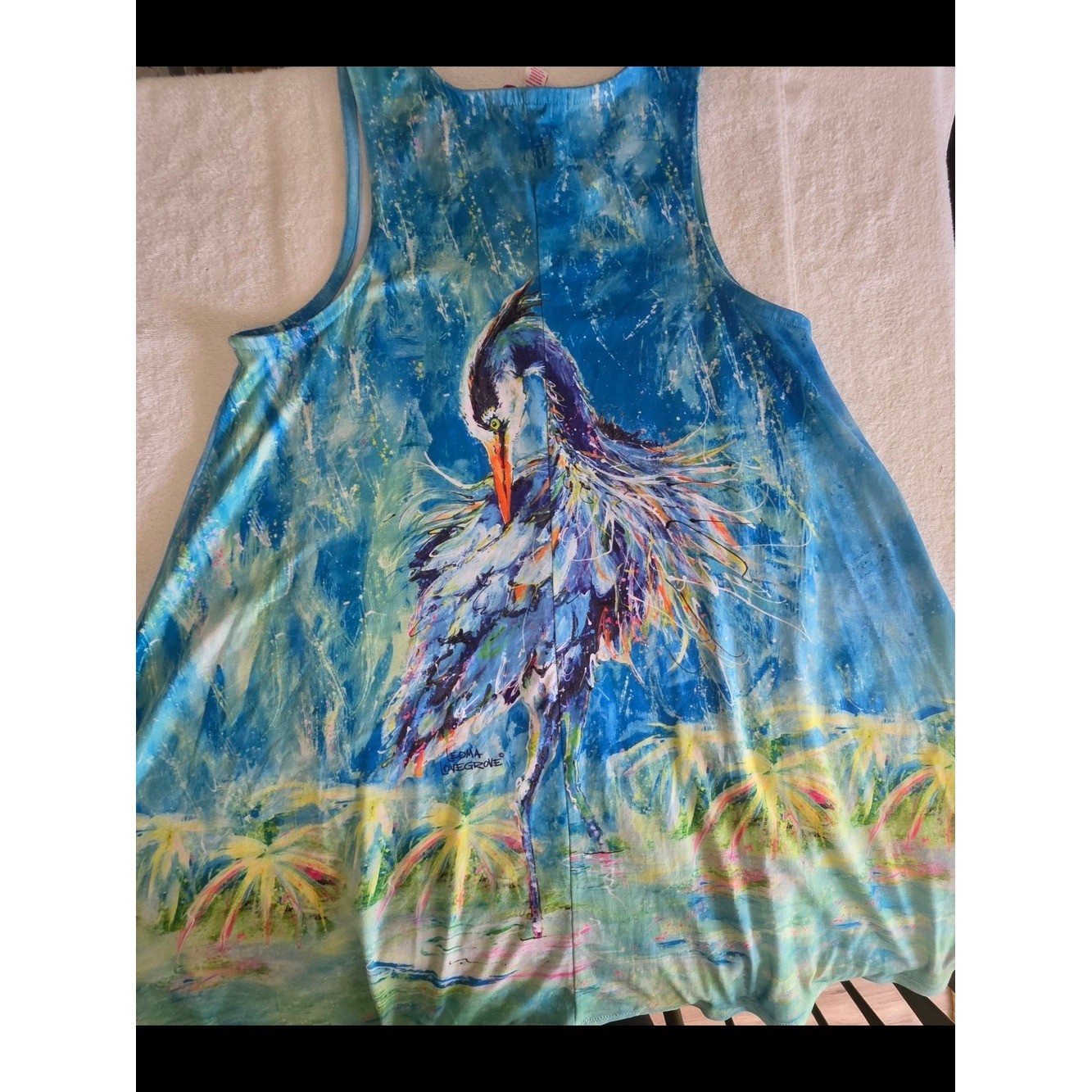 Leoma Lovegrove Great Blue Heron Wearable Art Beach Dress