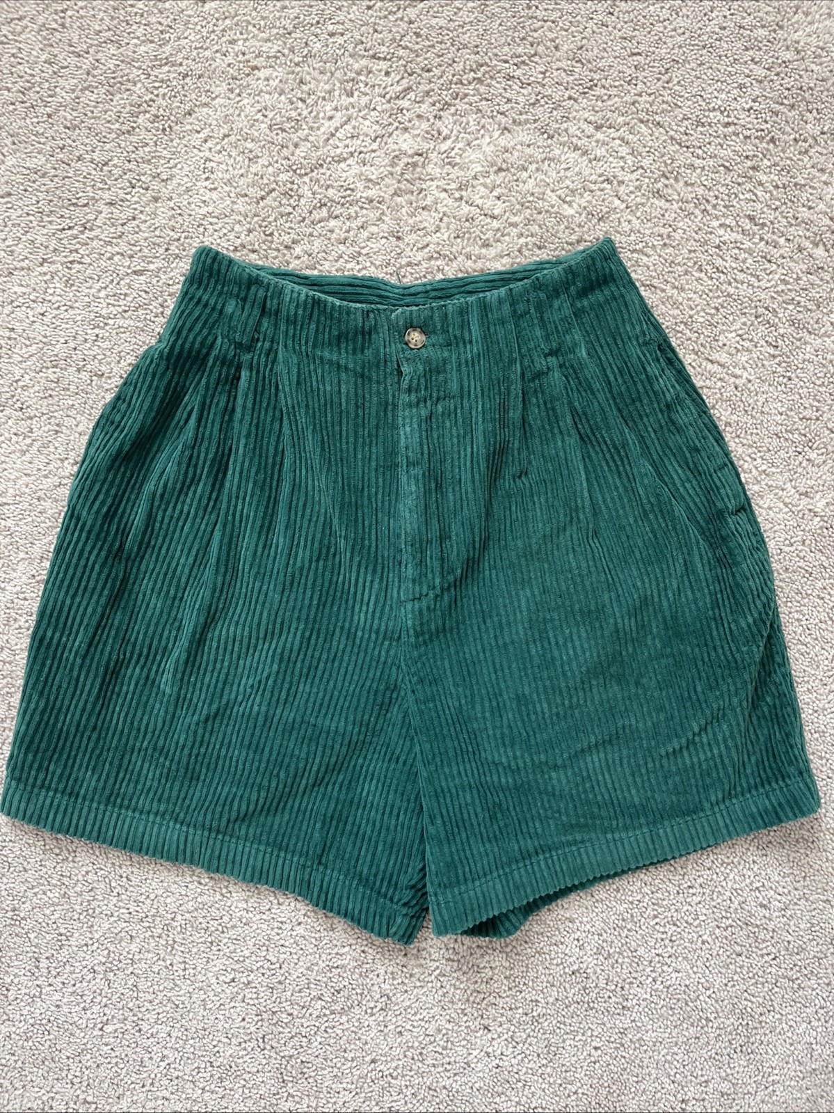 Copper Key Vintage Green High Waisted Pleated Corduroy Shorts Junior 7 Cotton