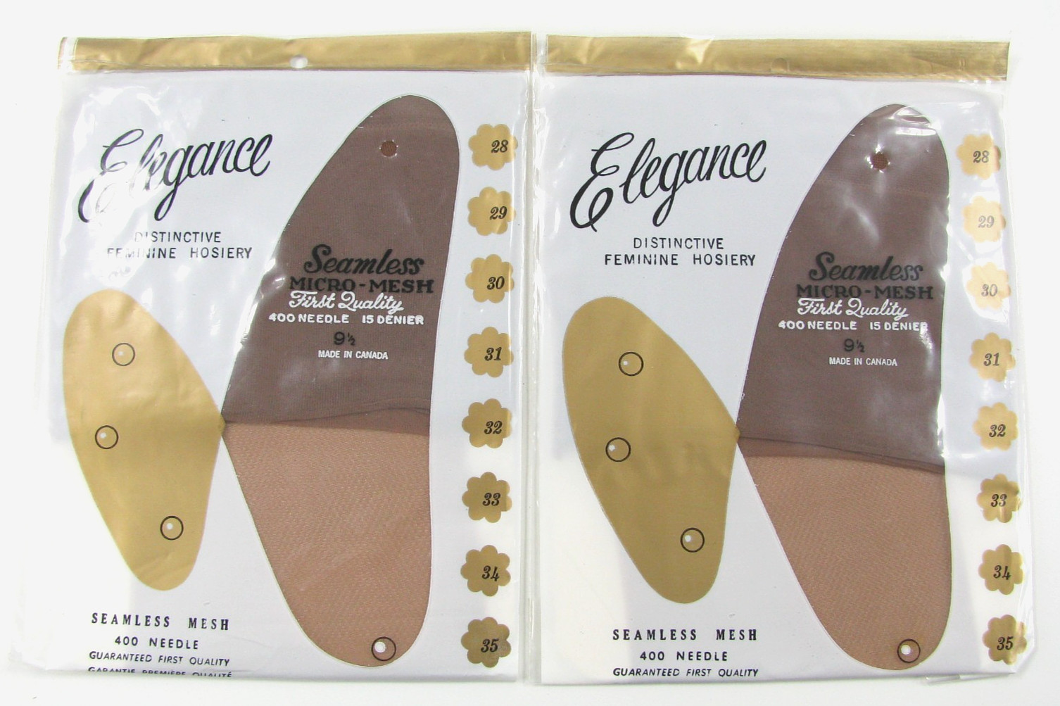 NOS 5 Pairs Nylon Stockings Size 9 1/2 & 10 Belle de Paris Elegance Cantrece