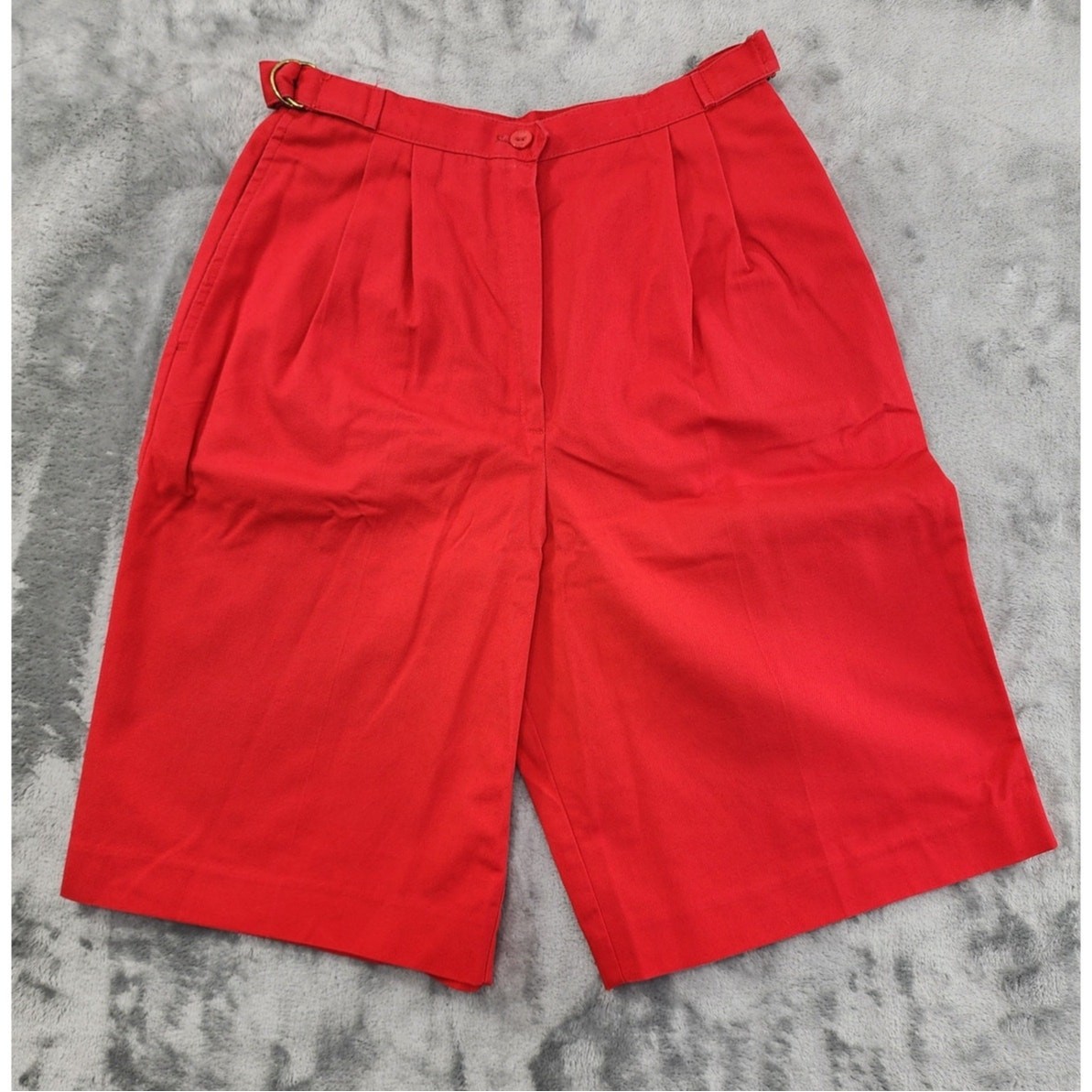 Vintage Personal Shorts Womens XS Red High Rise Pleated Buckle Waist Preppy