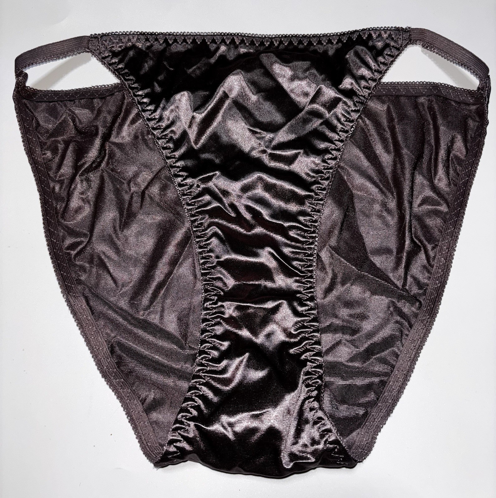 Vintage Style Glossy Classic Satin String Bikini Brief Panties XL NEW