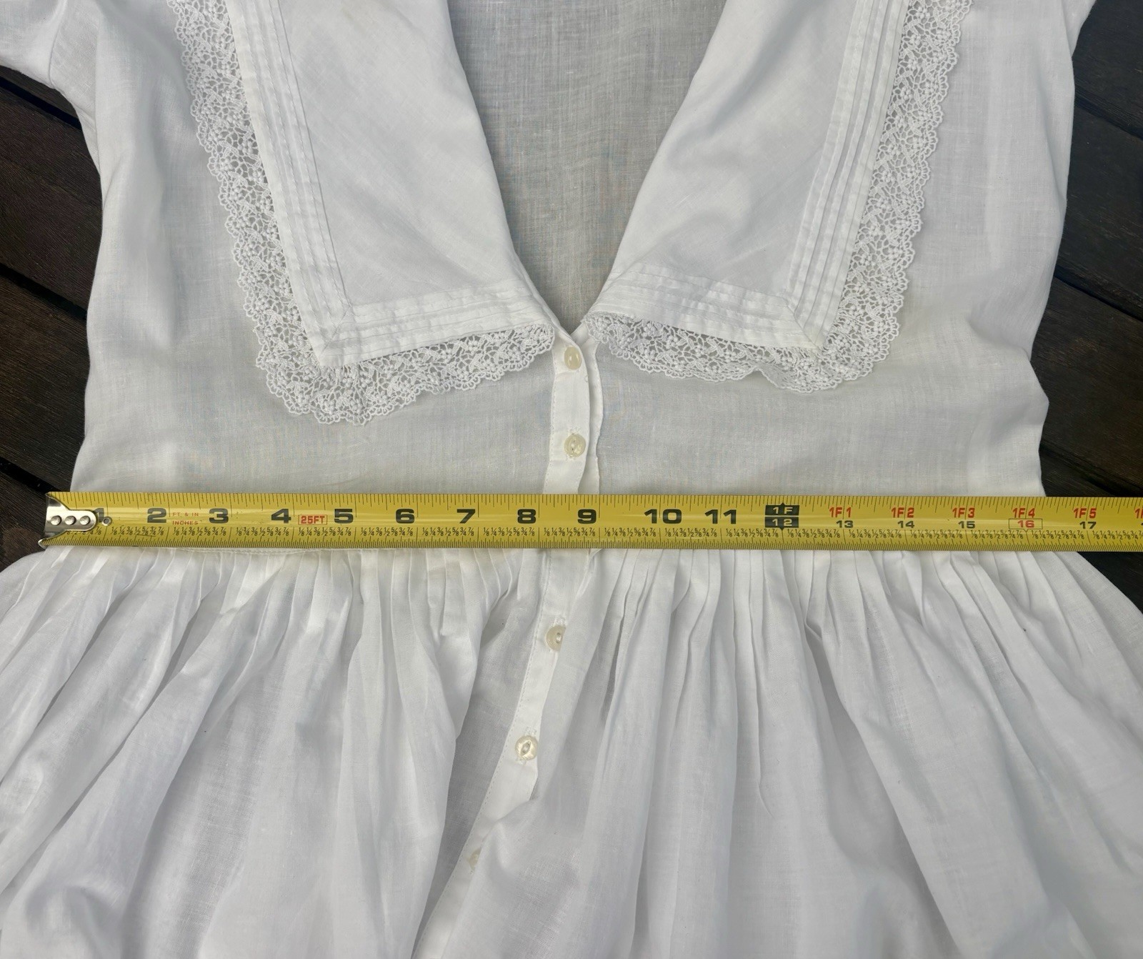 Vintage Eileen West for Queen Anne’s Lace White Cotton Nightgown Lace Collar 2P
