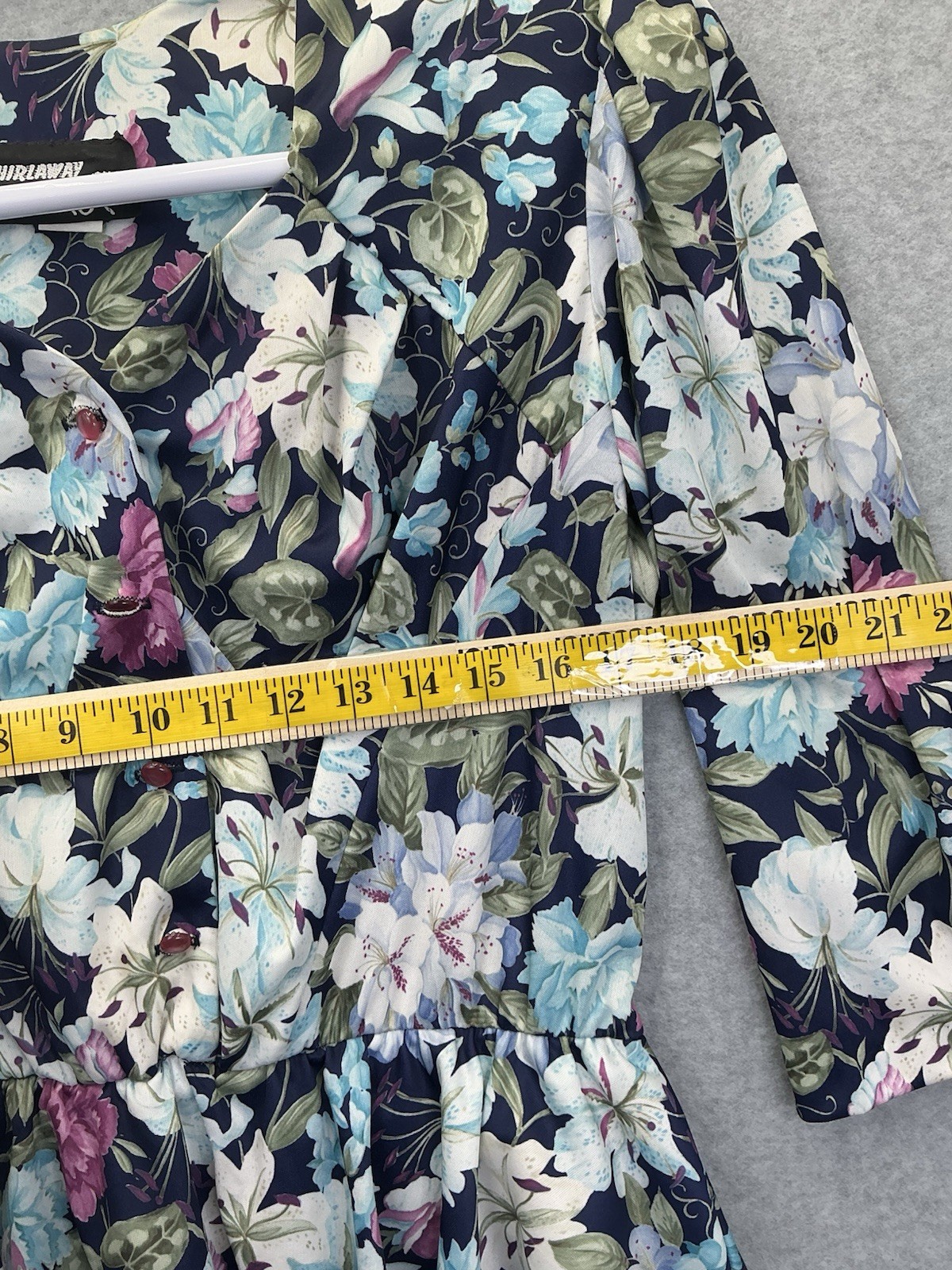Vintage 80s Whirlaway Floral Peplum Dress Women’s 12P Petite 12 Colorful Midi