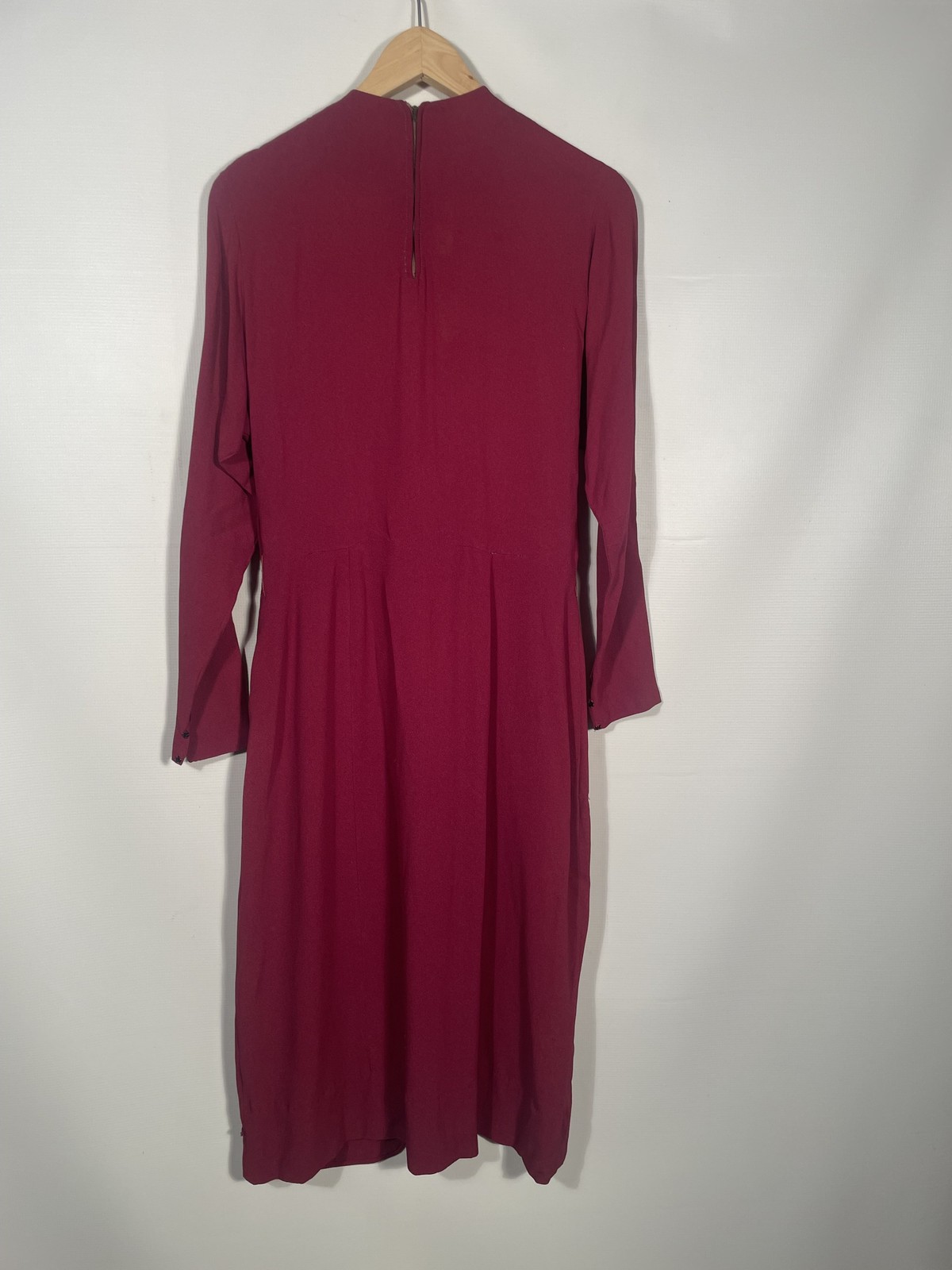 Vintage 1940’s Burgundy Rayon Crepe Dress Size S/M