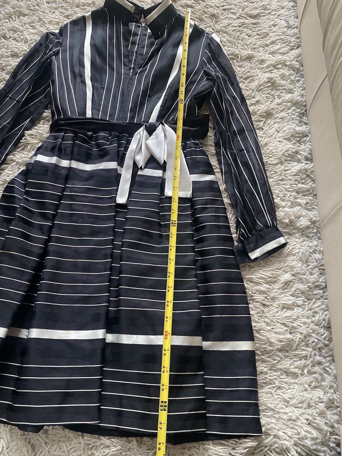 Vintage Andrew Woods Shirt Dress Silk 1960s Belted Black White 60s