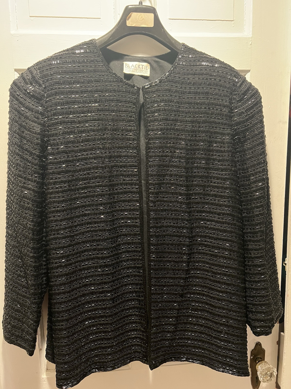 GORGEOUS Jacket By BLACK TIE OLEG CASSINI SEQUINS-Silk Vintage – BLACK E/C XL