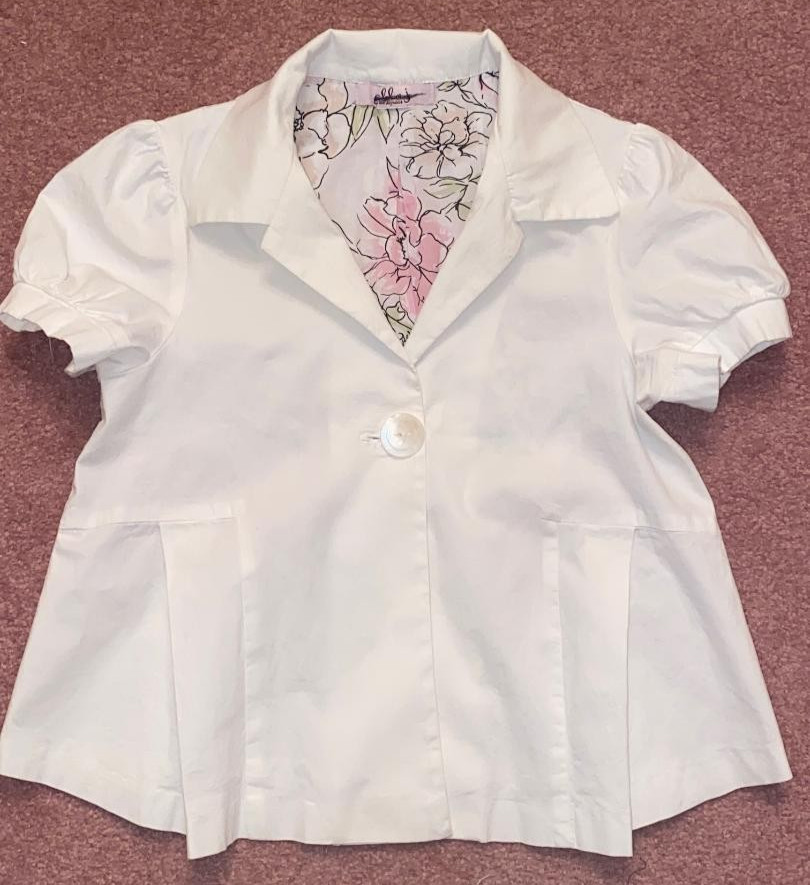Ella J by 6 Degree Vtg Y2K Cotton Lycra Stretch Peplum Blouse Jacket White XS