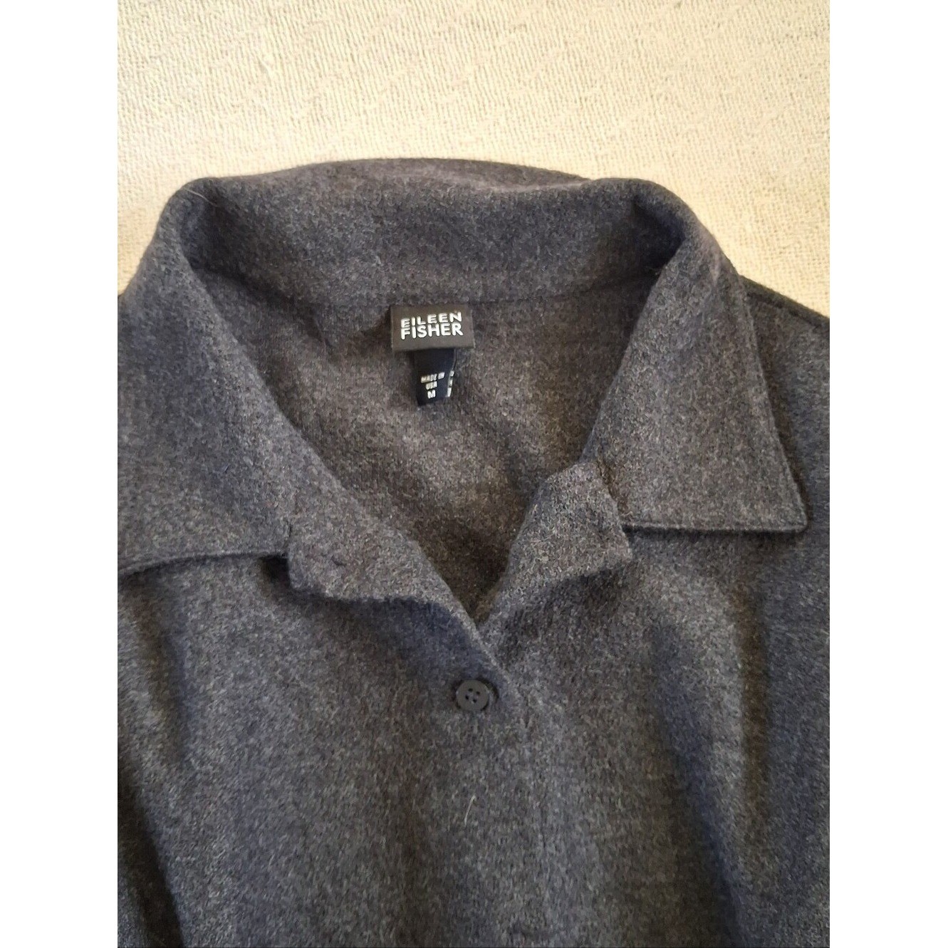 eileen fisher wool collared sweater medium minimalist quiet luxury lagenlook