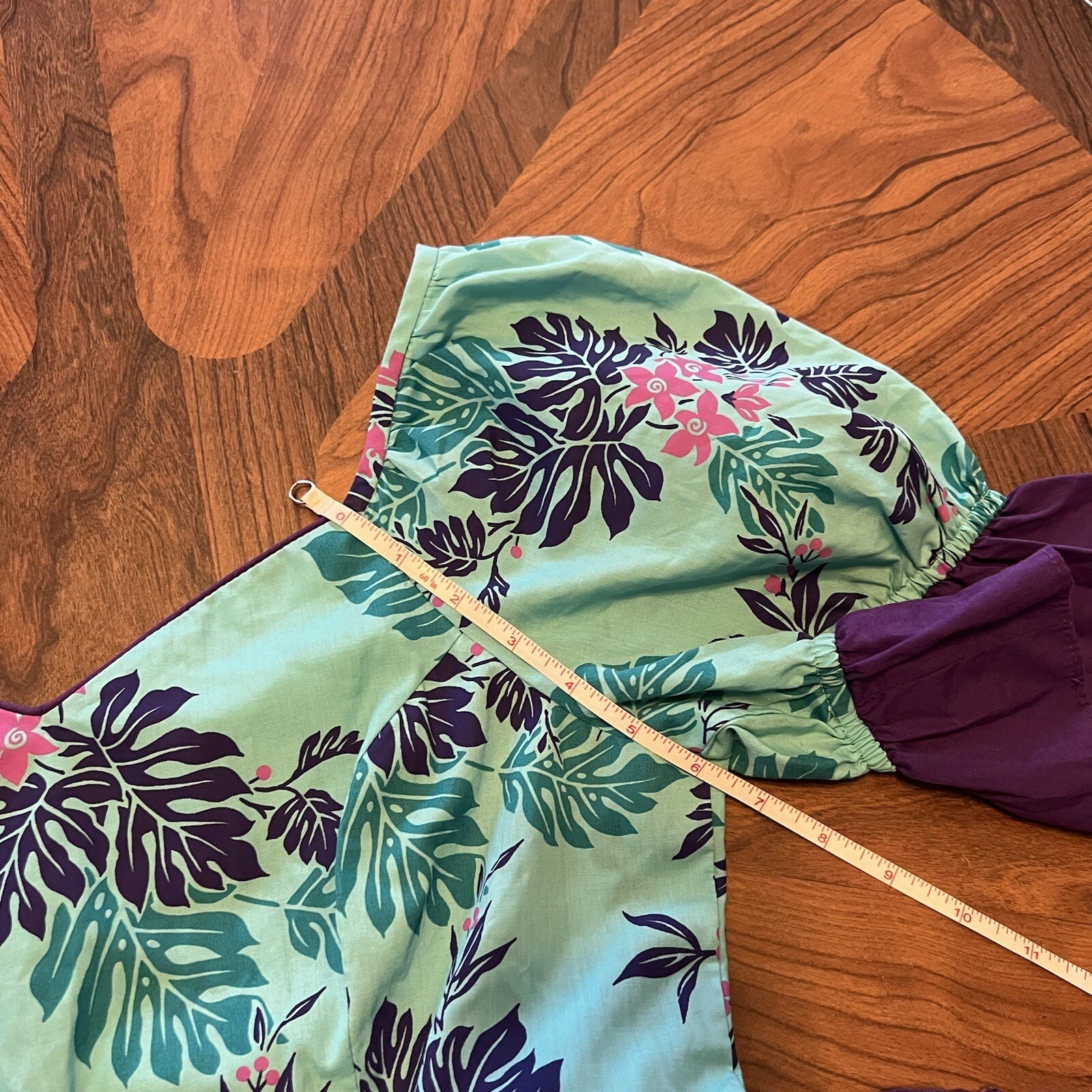Vintage Naupaka Hawaii 1980s Ruffle Blue Purple Plant Monstera Tropical Womens 9