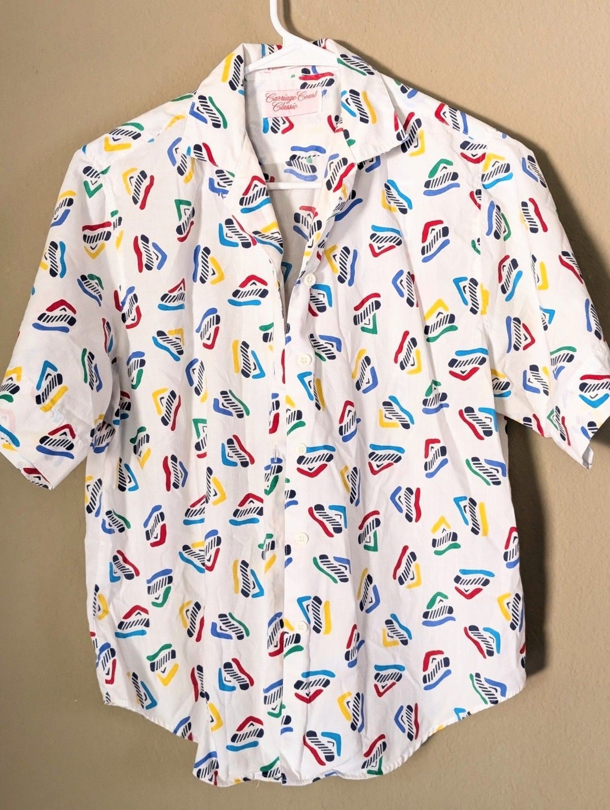 Vintage Carriage Court Classic Camp Shirt Red Blue Yellow Green Size 4 Women’s
