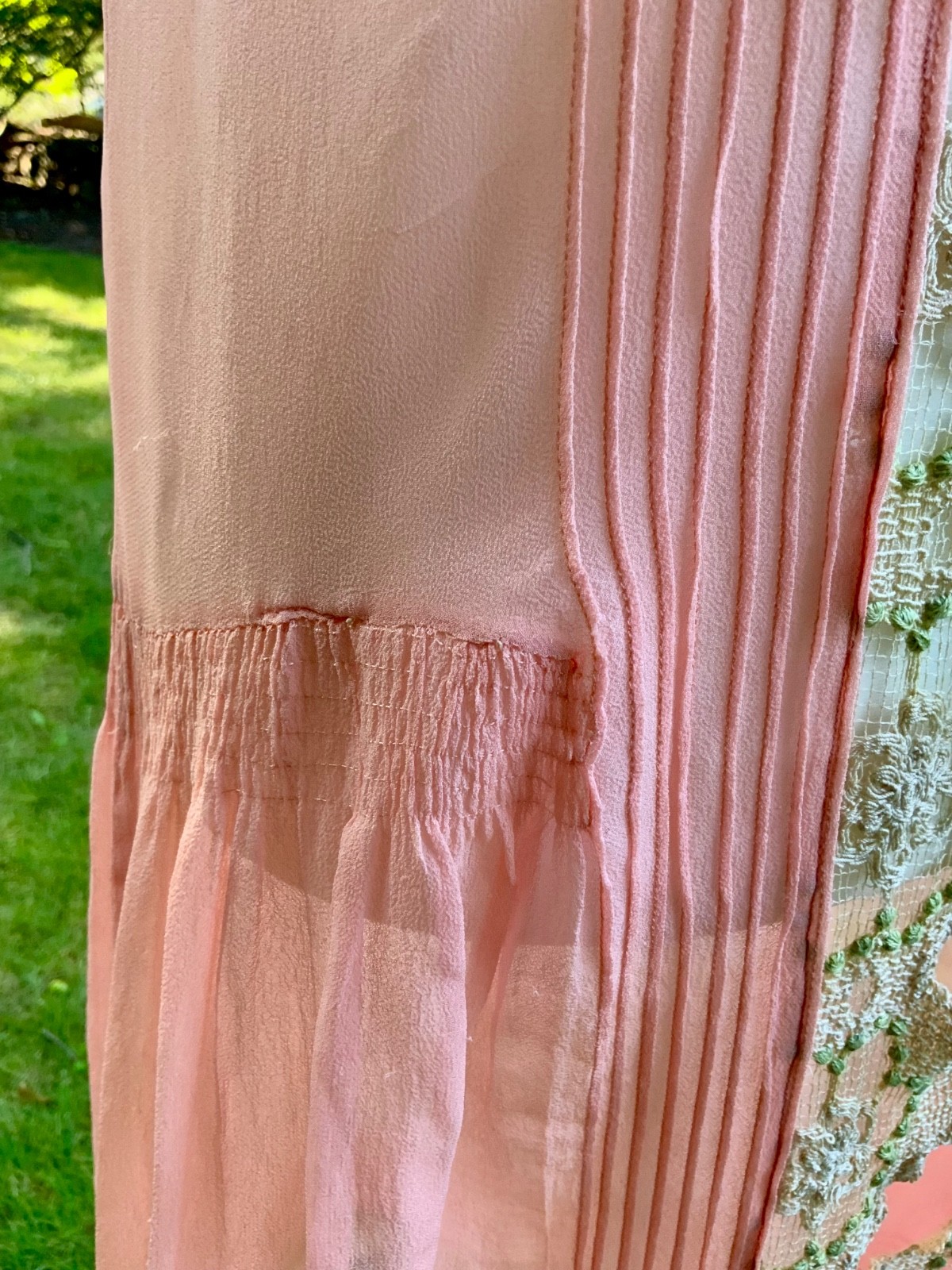 Rare 1920s Silk Chiffon Flapper Dress Art Deco Lace Dress Original Silk Slip Ant