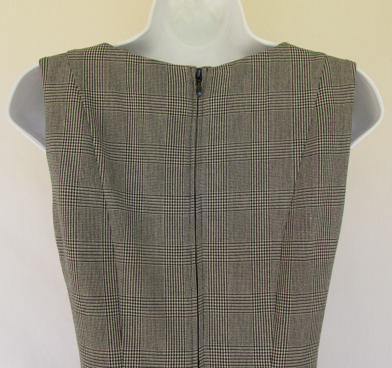 VINTAGE 1980s DRESS BLACK WHITE CHECKERS FULLY LINED POLY RAYON SPANDEX SIZE 8