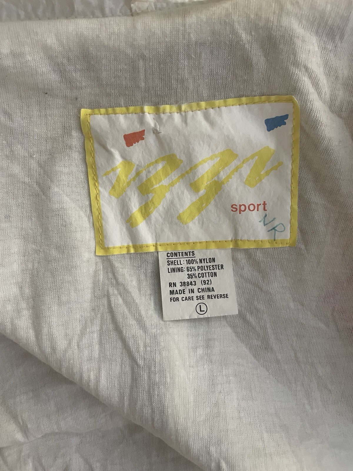 Vintage 90s IZZI Sport Windbreaker Tracksuit White Nylon Colorblock Retro L