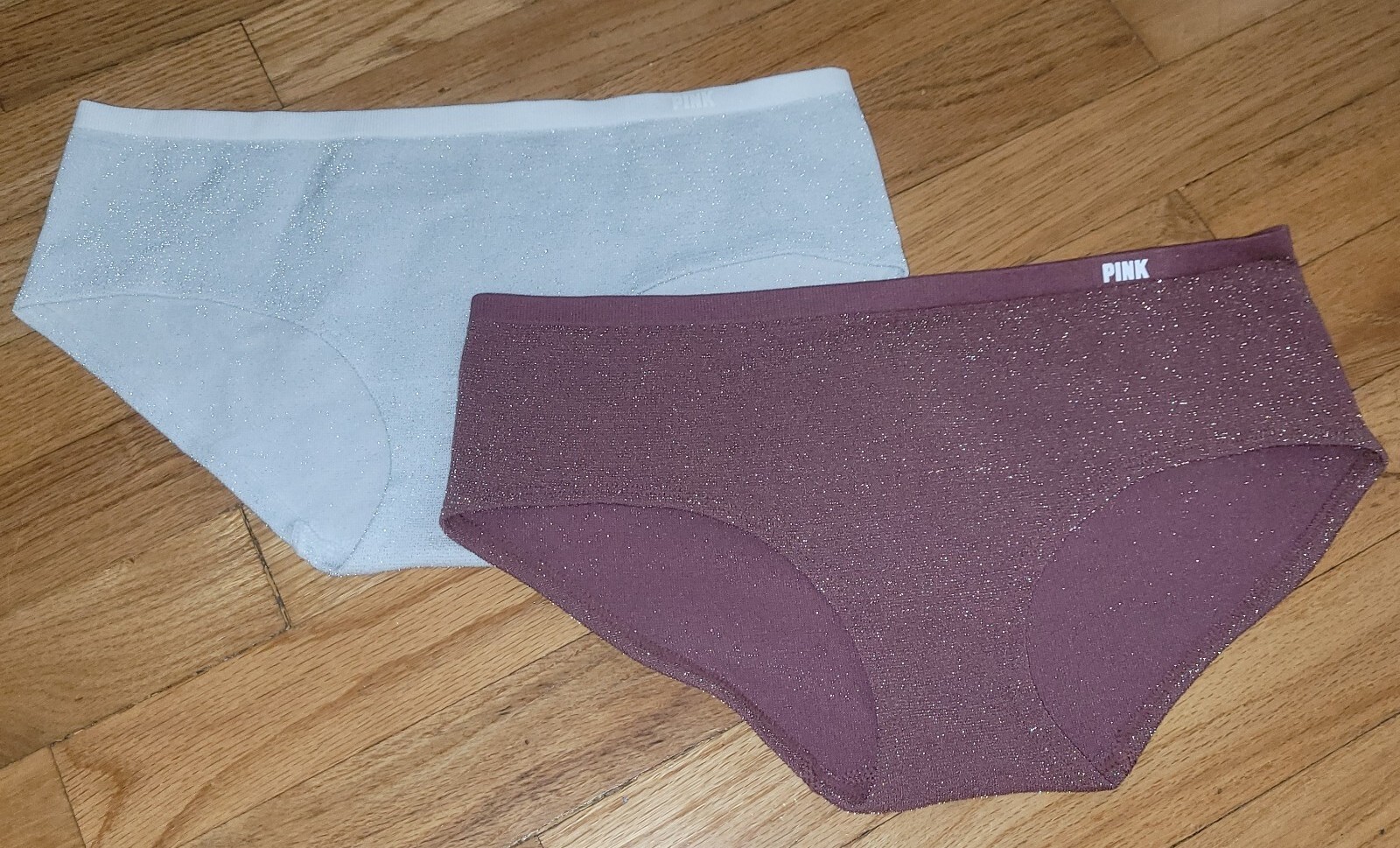 Victoria’s Secret 2 Pairs L Large Sparkley Hipster Bikini Panties Seamless New