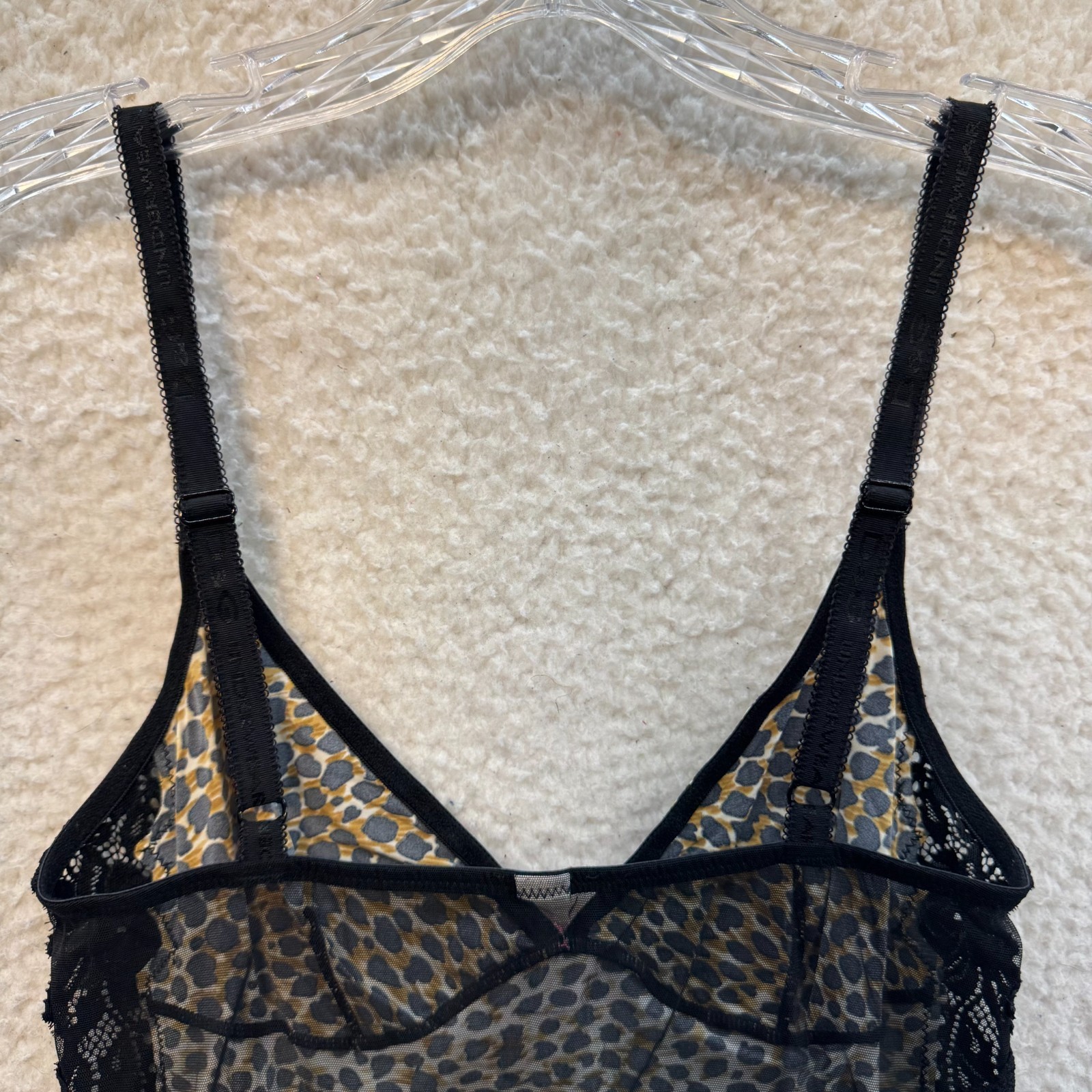 Y2K Vintage Dolce & Gabbana Mini Slip Dress XS Black Leopard Cheetah Sheer Mesh