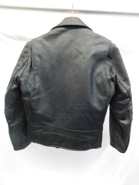 VINTAGE BLACK LEATHER MOTORCYCLE JACKET SEARS SIZE 10 SMALL BIKER COAT USA