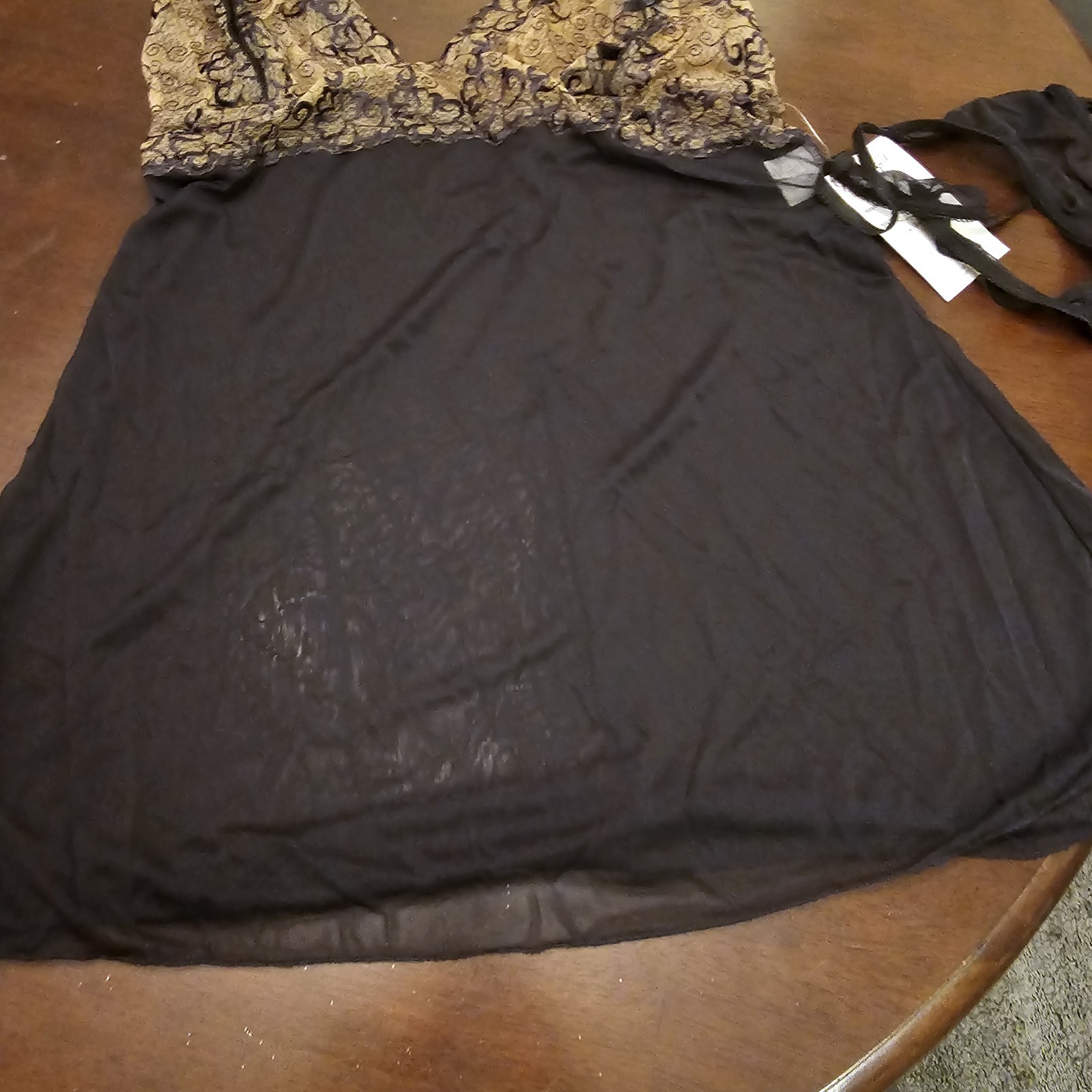NWT NOS Dreamgirl Slip Thong Set Style 3114X Size 1X / 2X VINTAGE Black / Nude