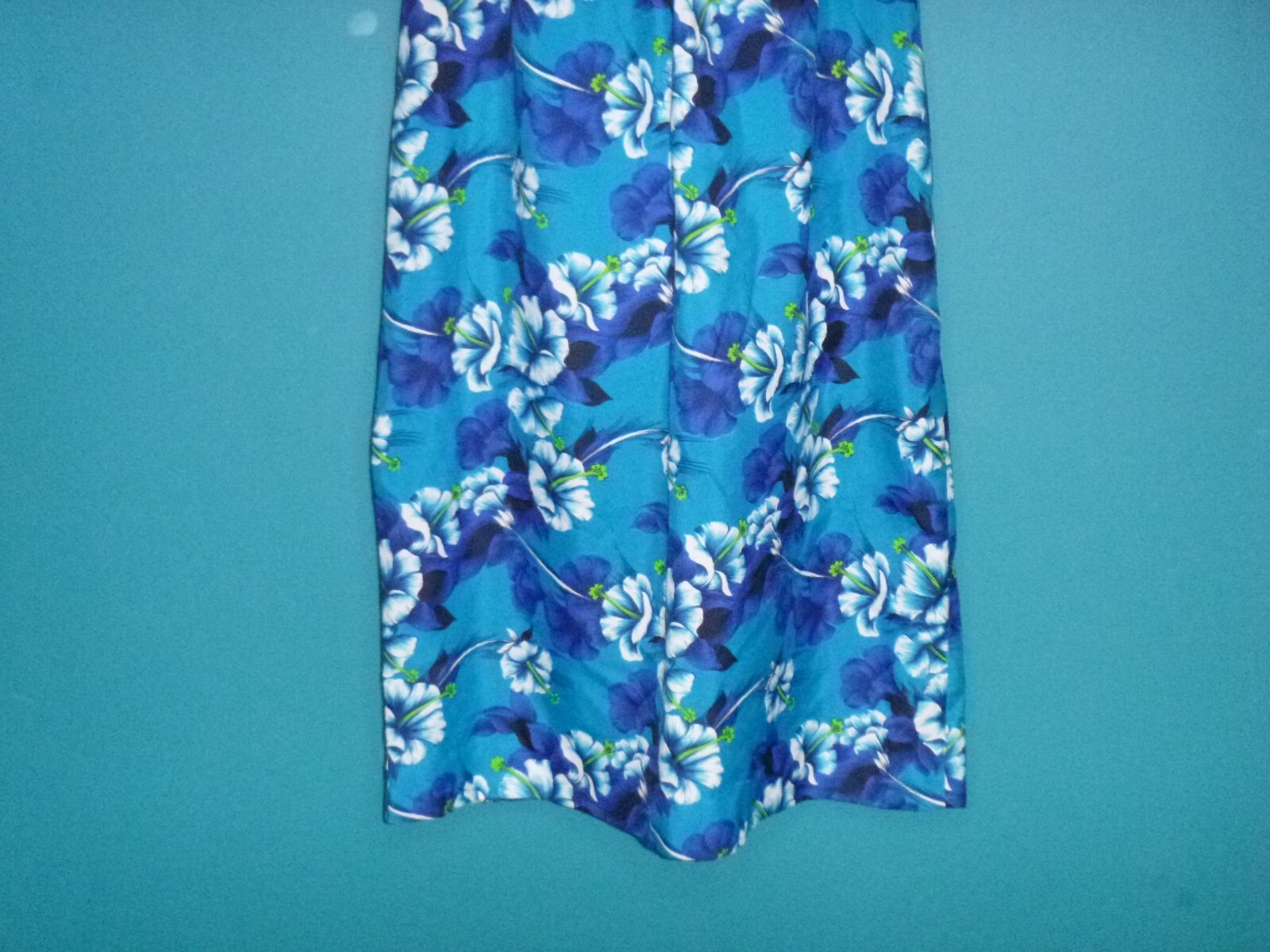 Vtg 60s 70s Ti’a Hawaiian House Dress MuuMuu Blue Aqua Floral Sz S/M