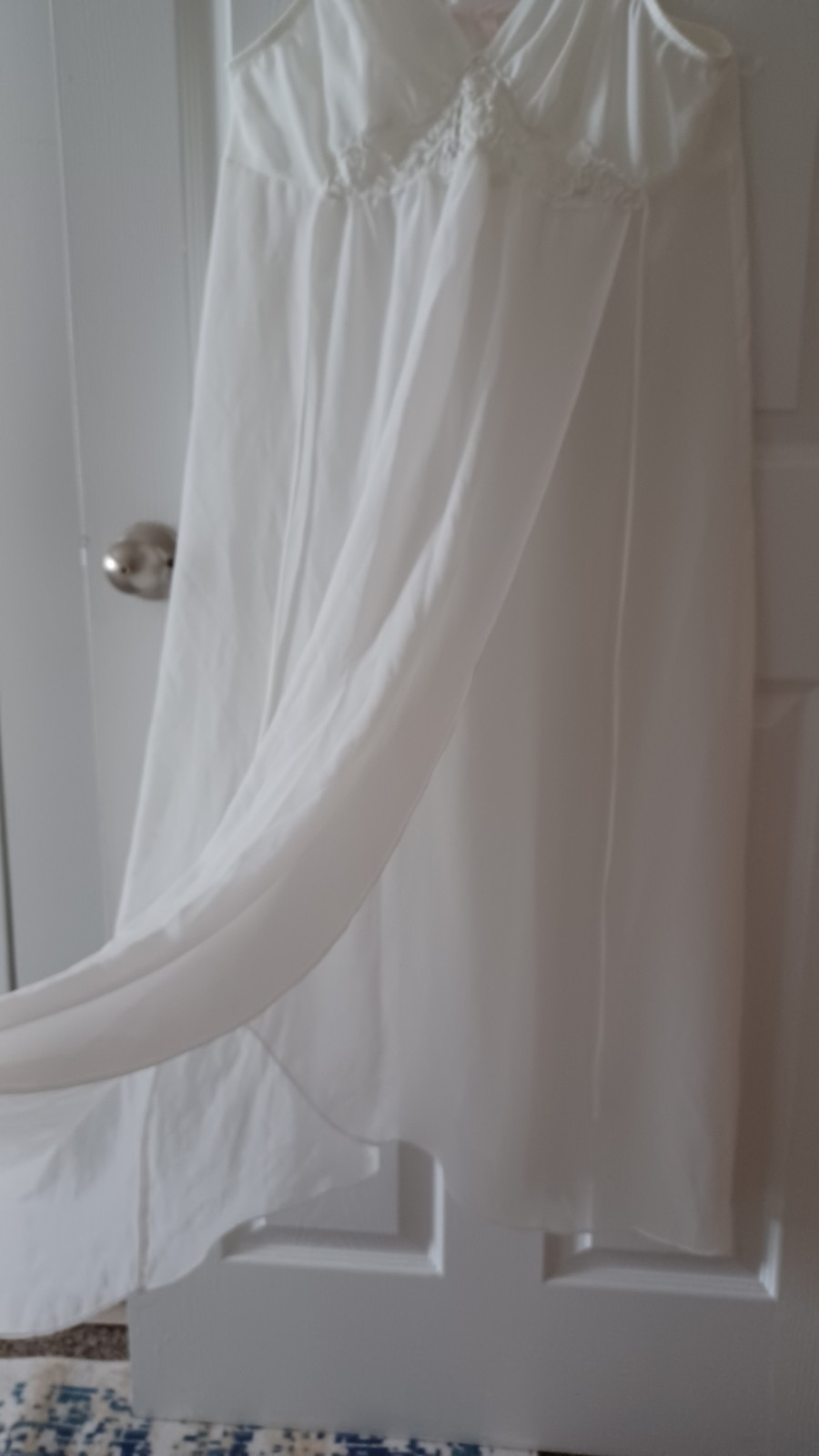 Blossom Intimates White Chiffon Nightgown Large Empire Waist Bridal Semi-Sheer
