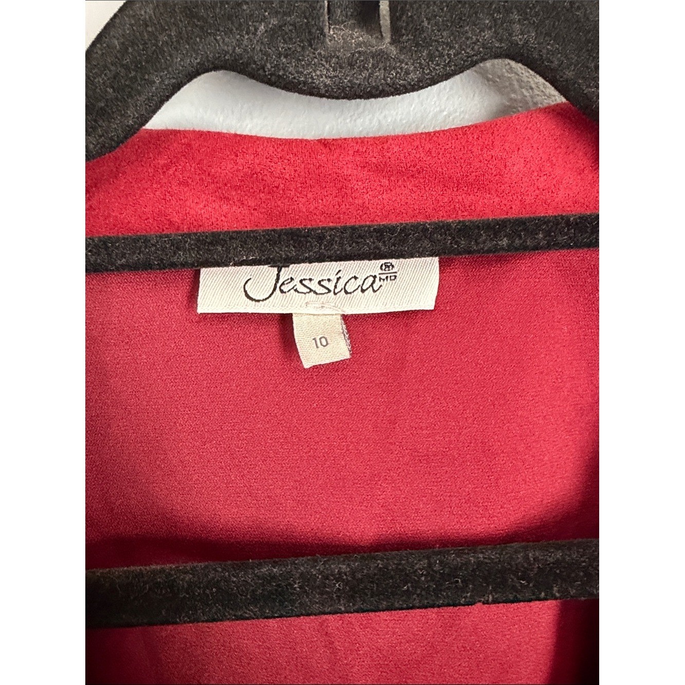 Jessica Vintage Red Faux Suede Button Front Shirt Jacket Blouse Medium Size 10