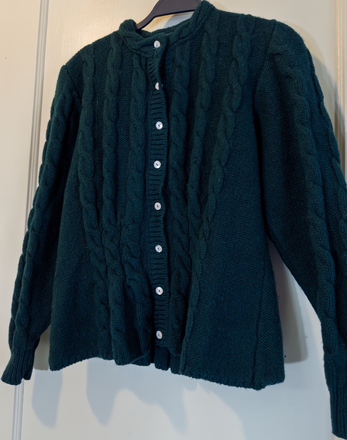Vintage Jayson Younger Bottle Green 100% Shetland Wool Cardigan Sweater L