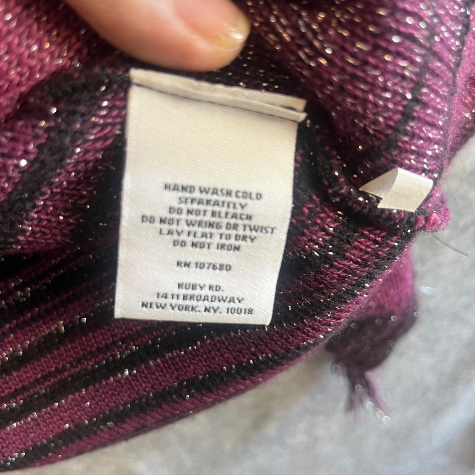 Ruby Rd. Womans Cardigan Jacket Open Frade Sz 1X Black Purple Pink