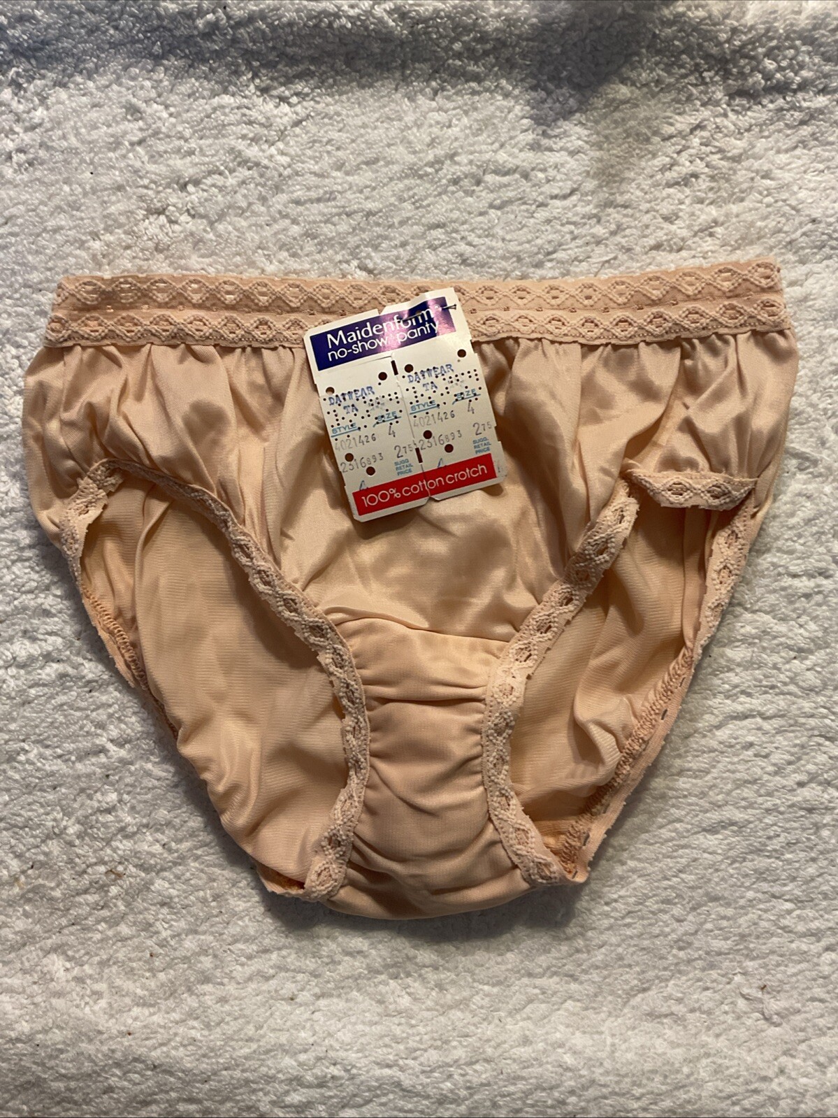 Maidenform No Show Panty Nylon & Lace Hipster Bikini Panties 4 Small USA