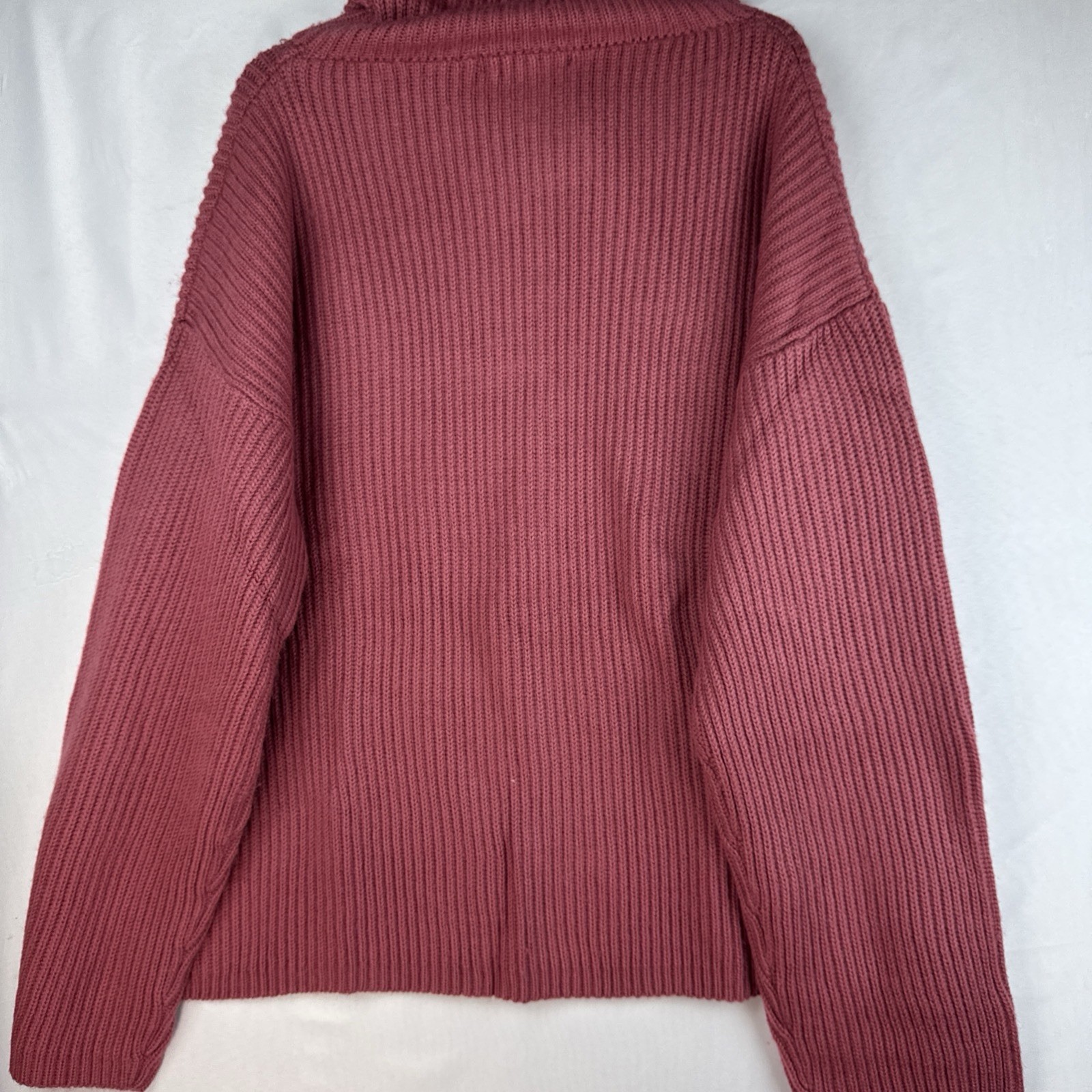 I.B. Diffusion Pink Chunky Knit Funnel Neck Sweater Womens 90s Wool Blend
