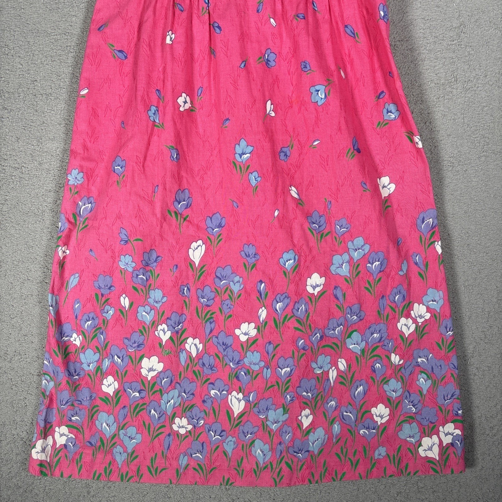 Malia Vintage Pink Floral Cotton Sleeveless Fit Flare Midi Dress Pintuck Bodice