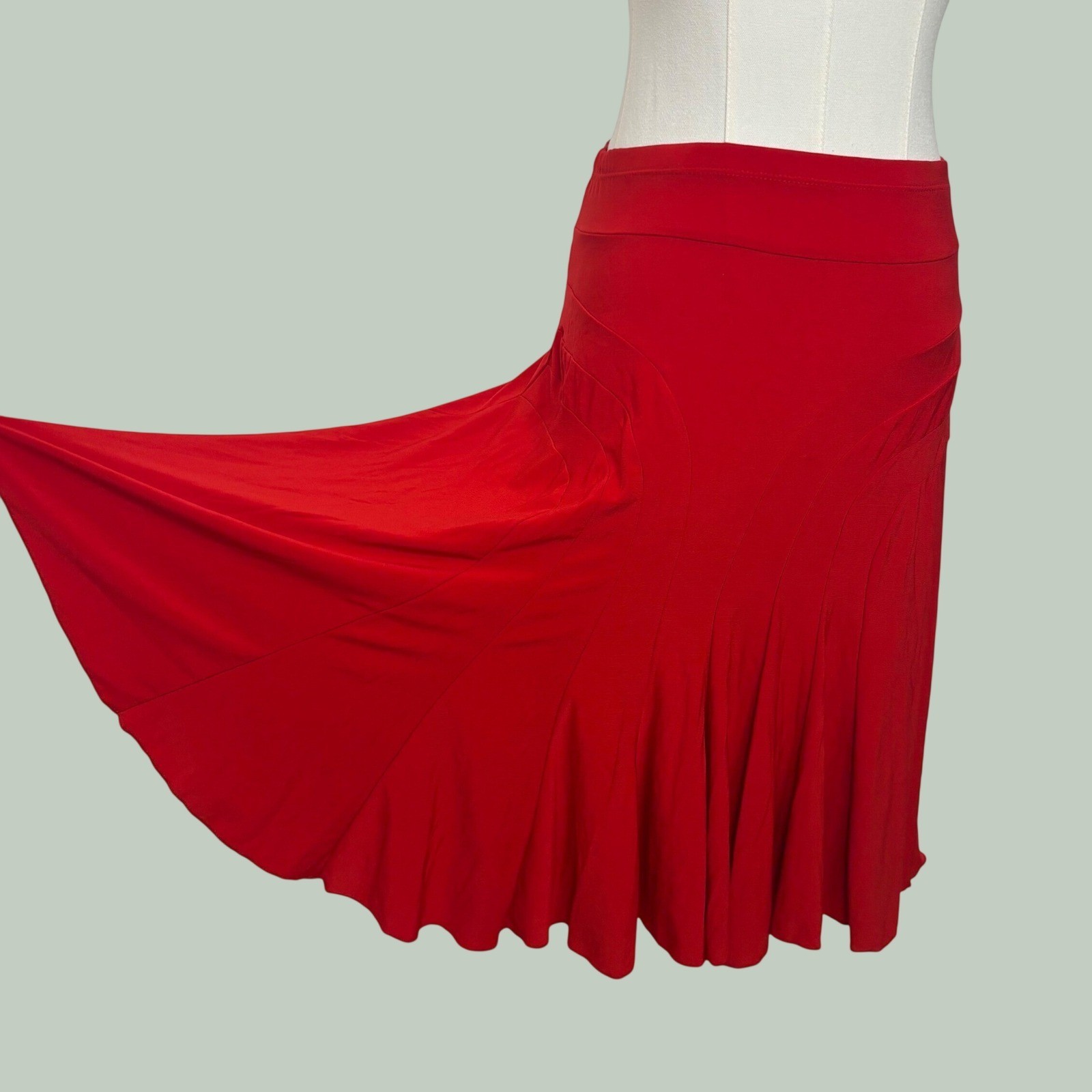 vintage Y2K fashion one red flowy flare midi skirt coquette romantic city 00s