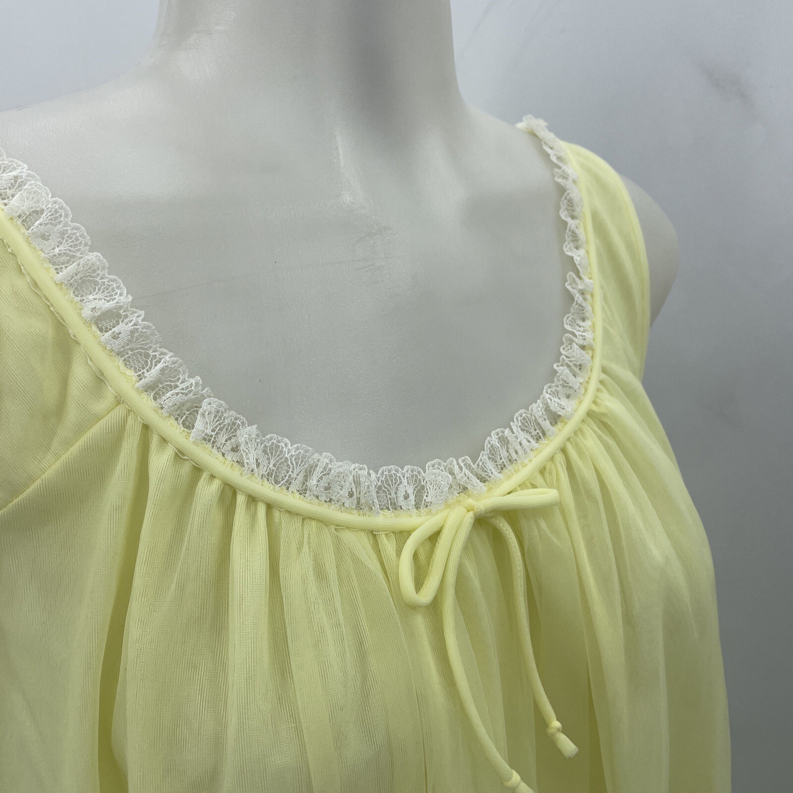 VTG Lisette Al Sterling Yellow Sheer Chiffon Nightgown and Robe Peignoir S