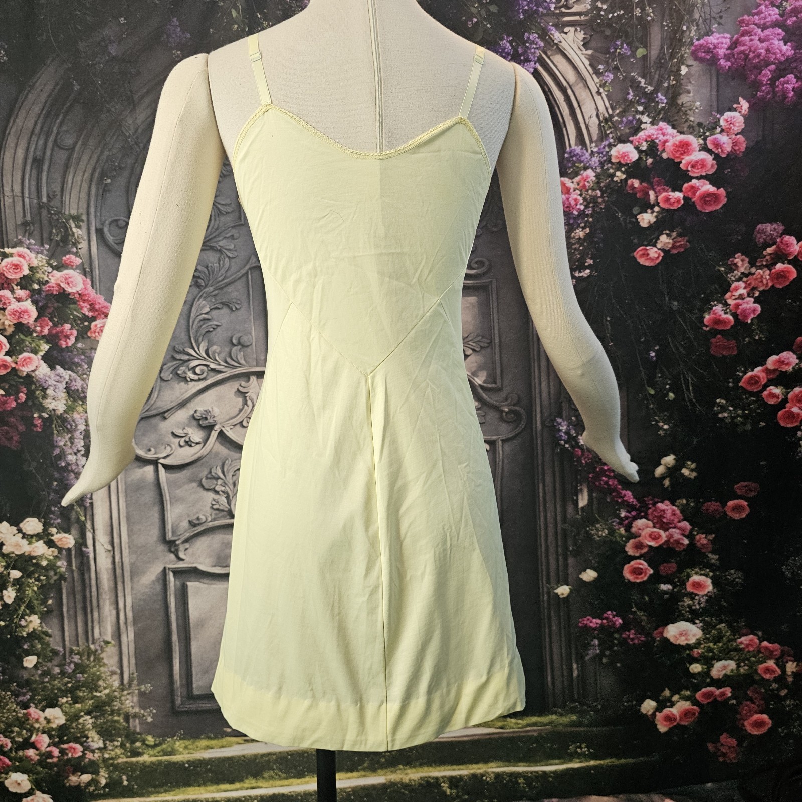 Vintage 1960s Buttercup Yellow Mini Slip Dress Lingerie Nightgown By Gaymode