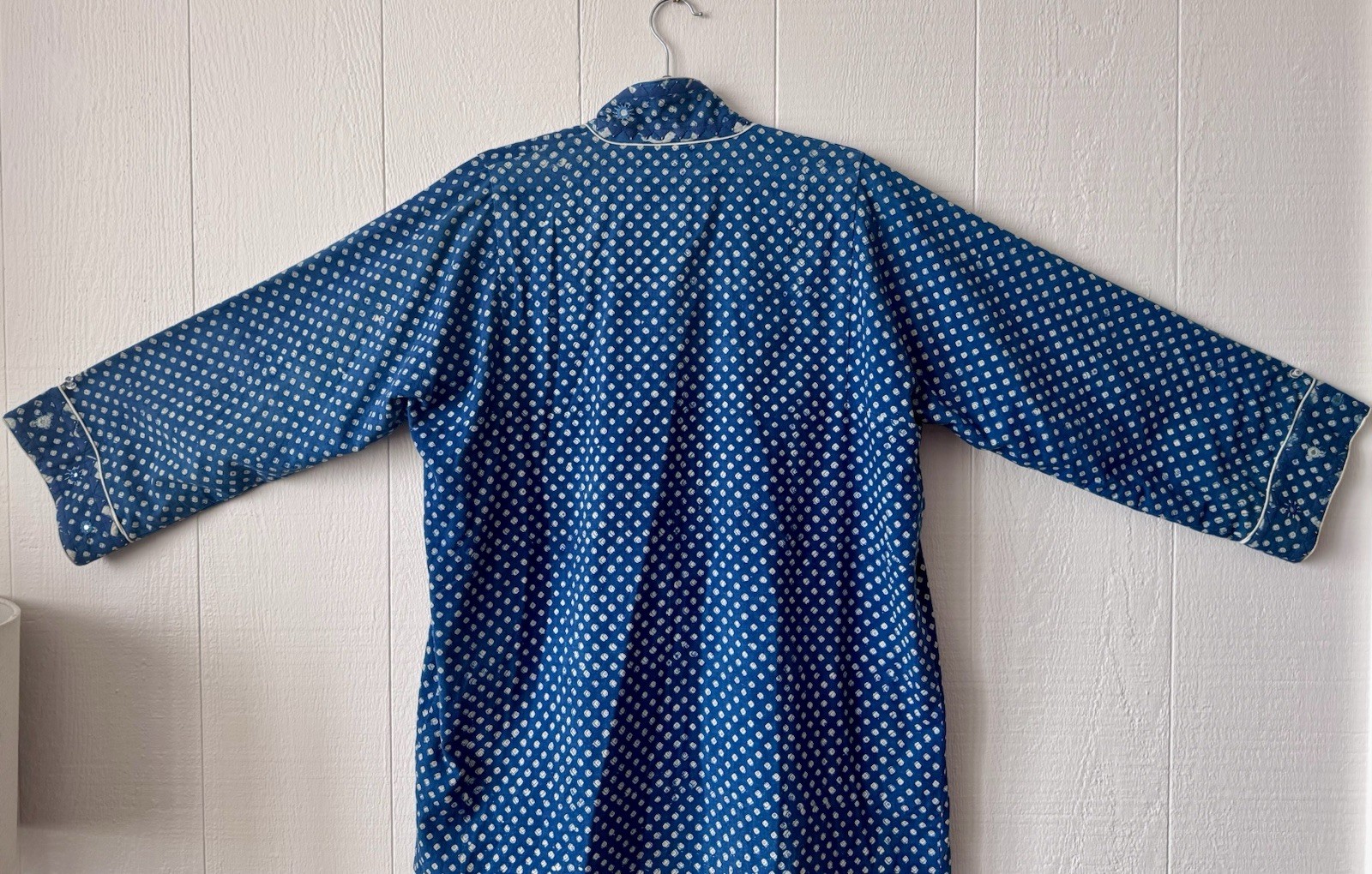 Vintage Anokhi Indian Hand Block Printed Indigo Cotton Kimono Cardigan Jacket