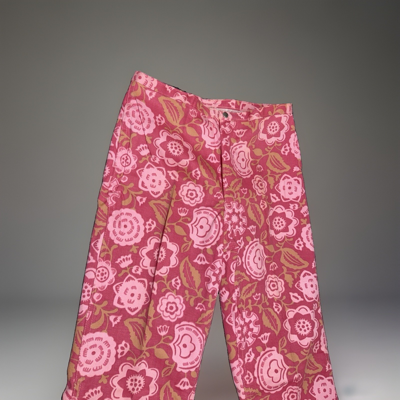 Vtg! 70s Maverick Vaquero Bell Bottom Jeans Pink Floral Deadstock NOS 13/14