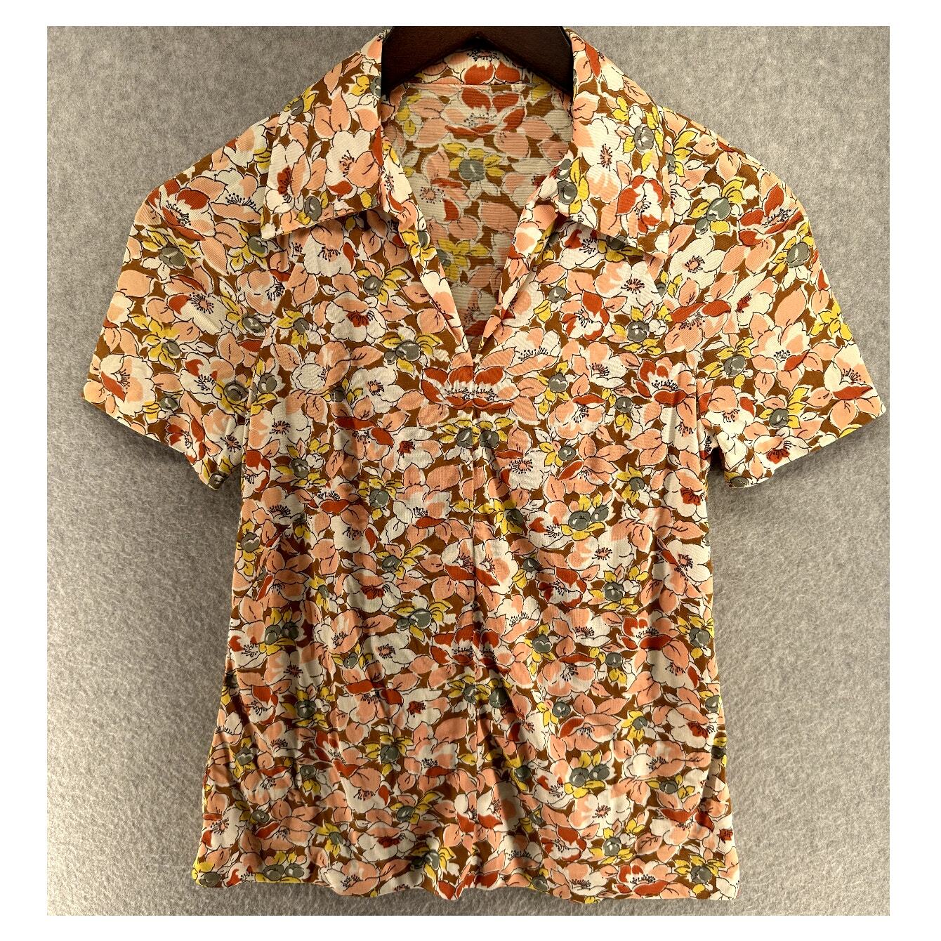 Handmade Womens Blouse Top Size XS See Measurements Multicolor Floral Vintage
