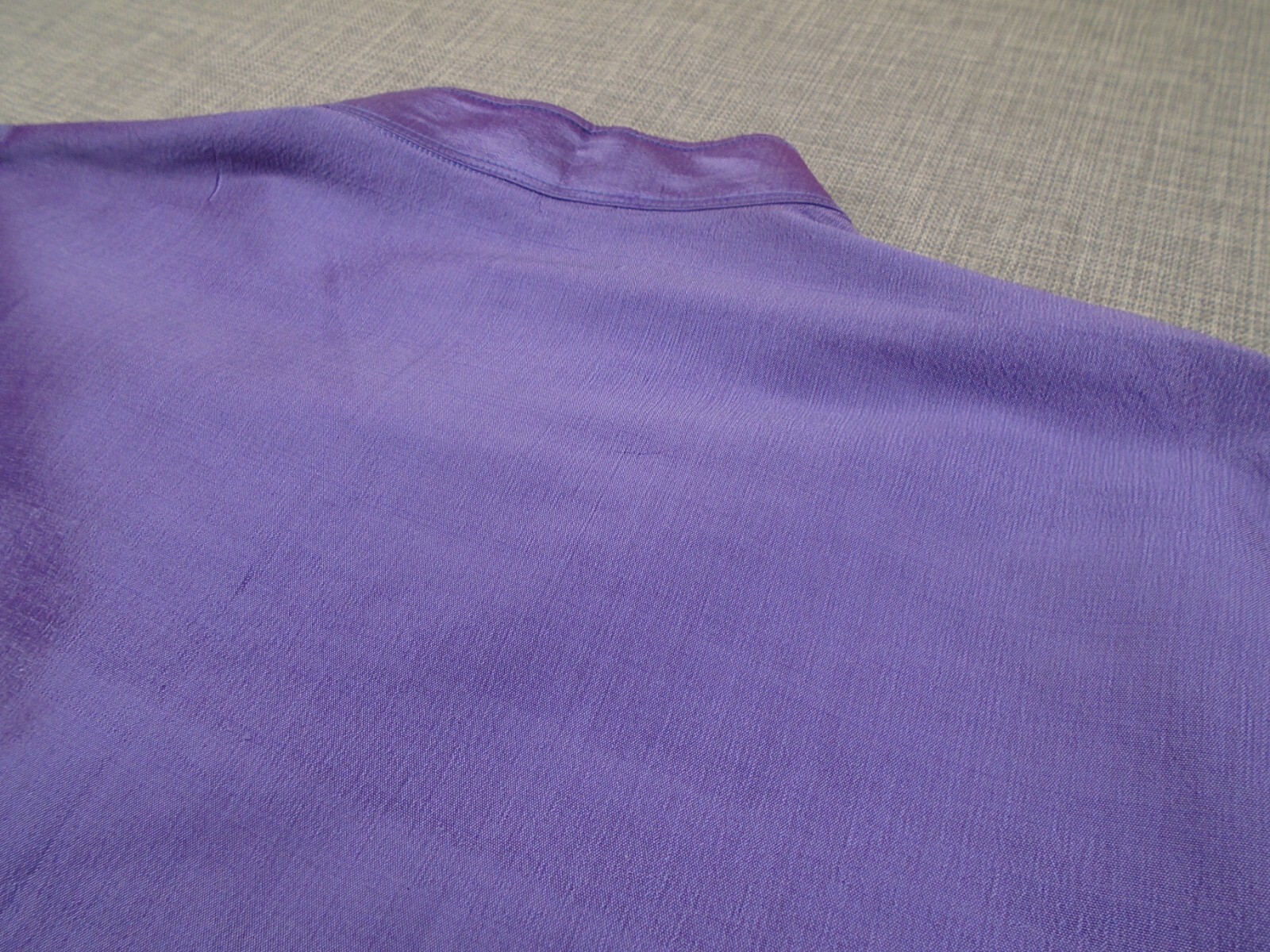 Silk Thai 100% Silk Shirt Short Sleeve Button Up XXL Purple