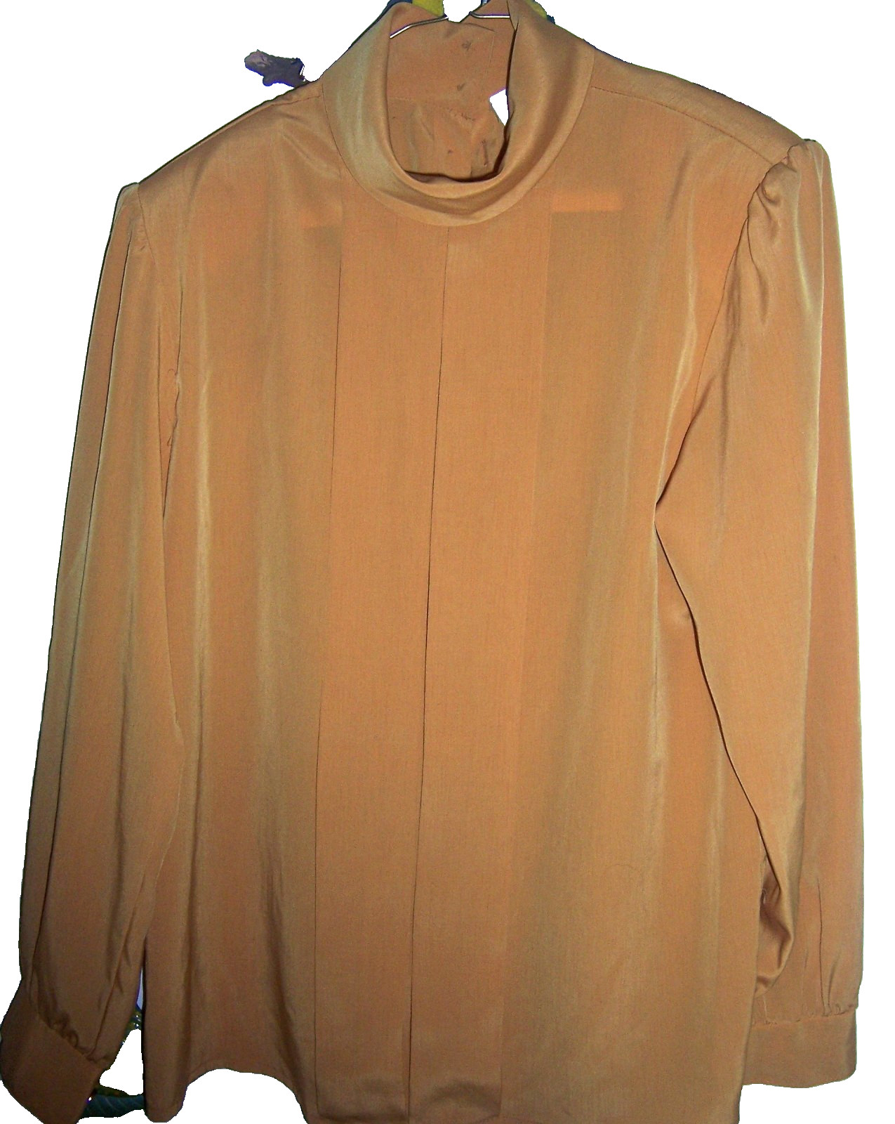 VINTAGE TAN JAY MUSTARD YELLOW 100% POLYESTER TAILORED BLOUSE – SIZE 10