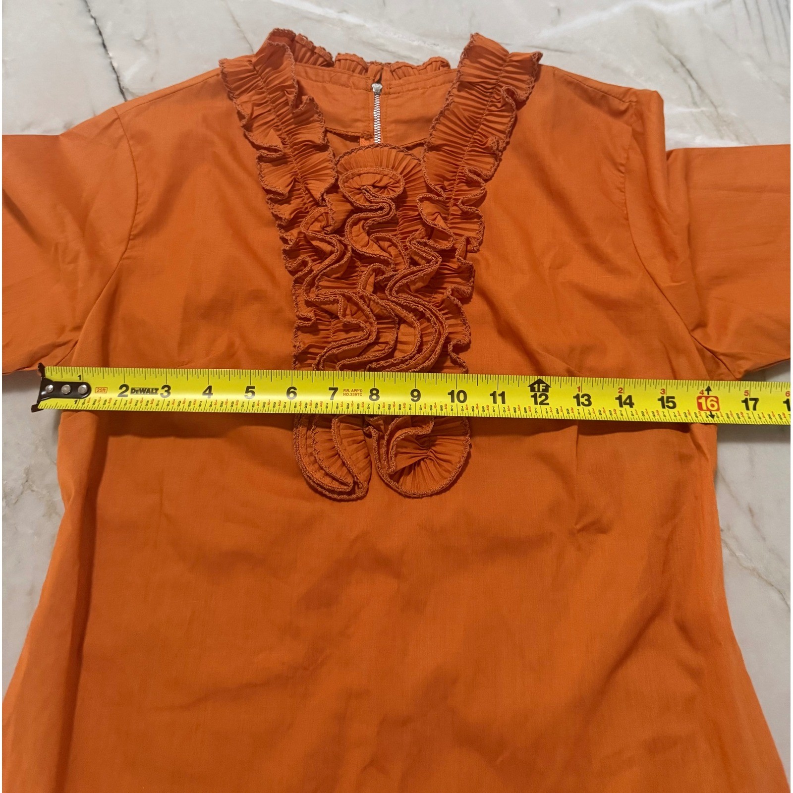 Vintage 70s H Bar C California Ranchwear Rust Tuxedo Ruffle Western Shirt Sz 32