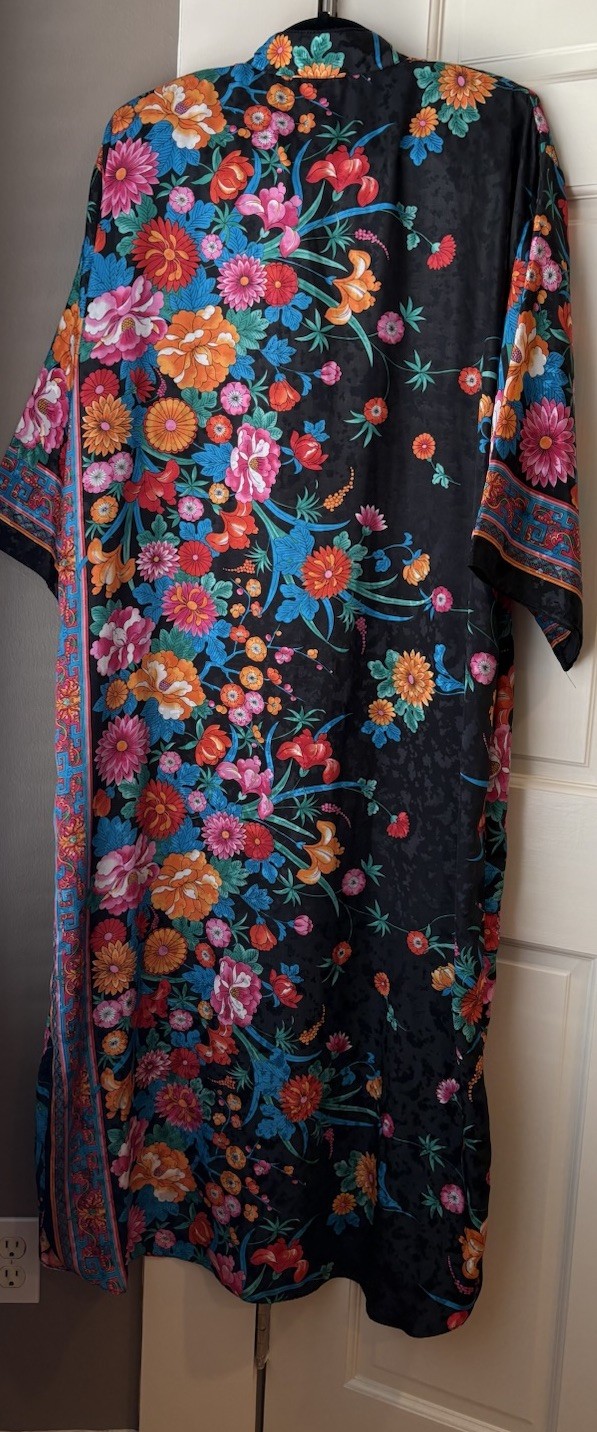 Vintage Ruth Norman New York Zipper Up In Front Kaftan Dress Robe Kimono Sz M