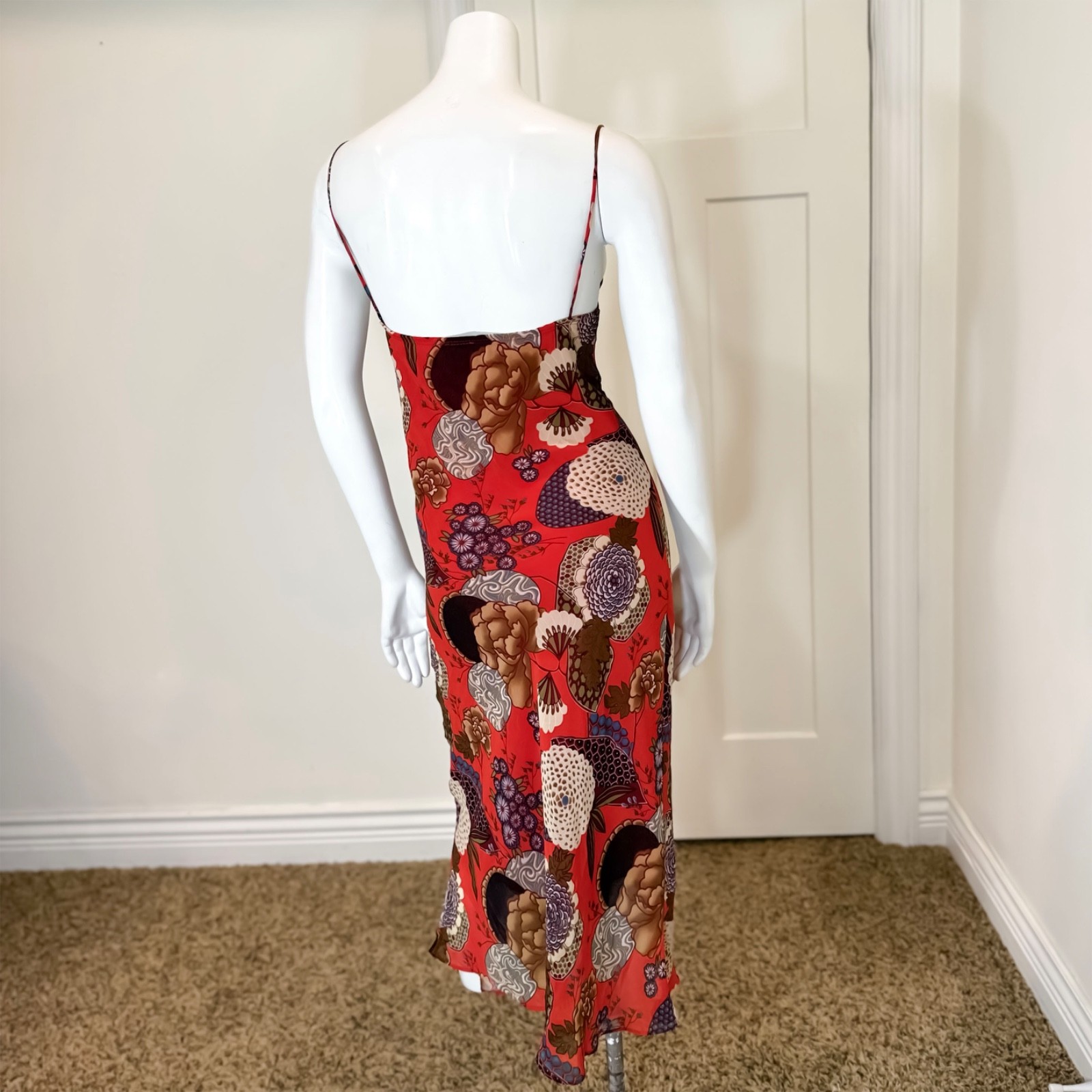 Vintage Y2K FLORAL GRUNGE MIDI DRESS S Sexy Bodycon Sexy Summer Wedding Guest