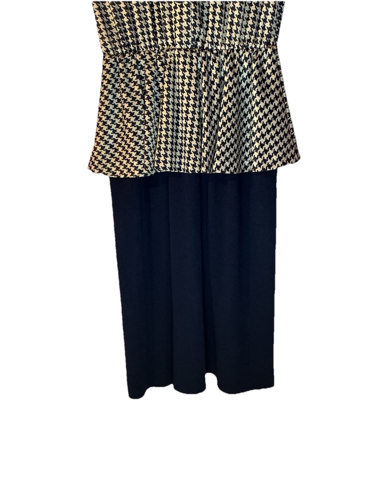 vintage peplum Women’s dress Size 8P Navy and white houndstooth Navy Skirt
