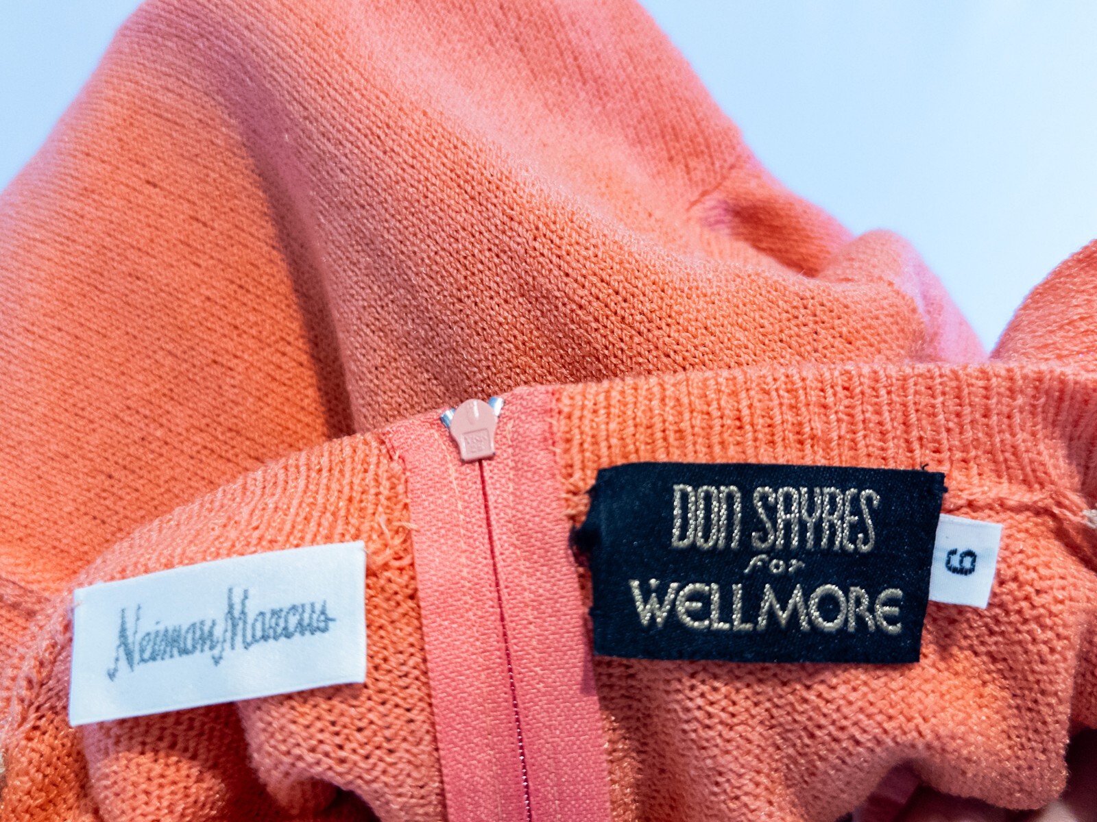 Don Sayres for Wellmore, Neiman Marcus Vintage Orange Wool Blend Dress -Size 6