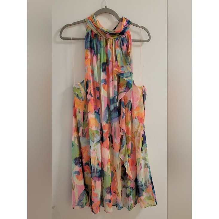 Adrianna Papell Plus Size 26W Floral Chiffon Halter Dress