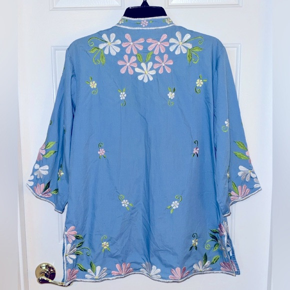 Vintage Caro of Honolulu LOT of 4 Embroidered Button down mock neck Tunics sz 12