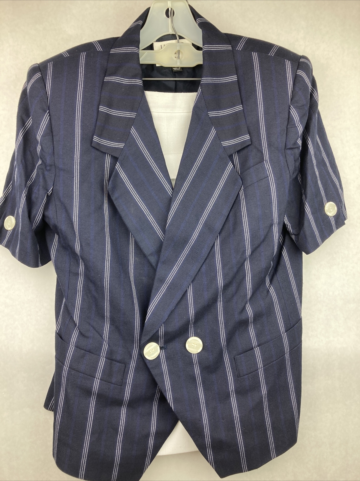 KASPER For ASL Women 2PC Elegant Skirt Suit Blue and White Stripe Size 14