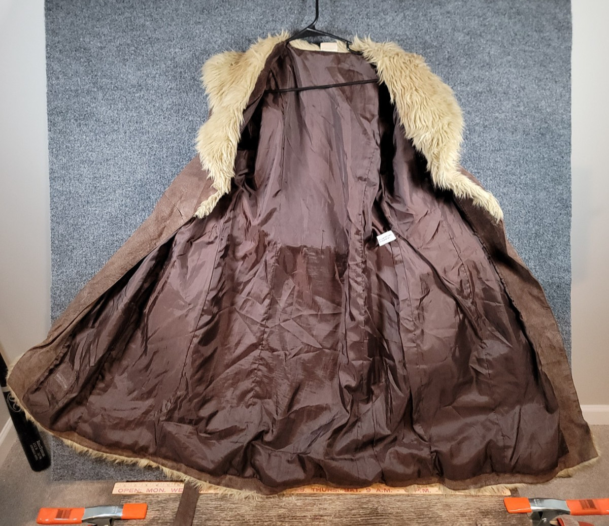 Vintage Penny Lane Coat Afghan Large Brown Hippie Boho Retro Y2K Faux Fur READ