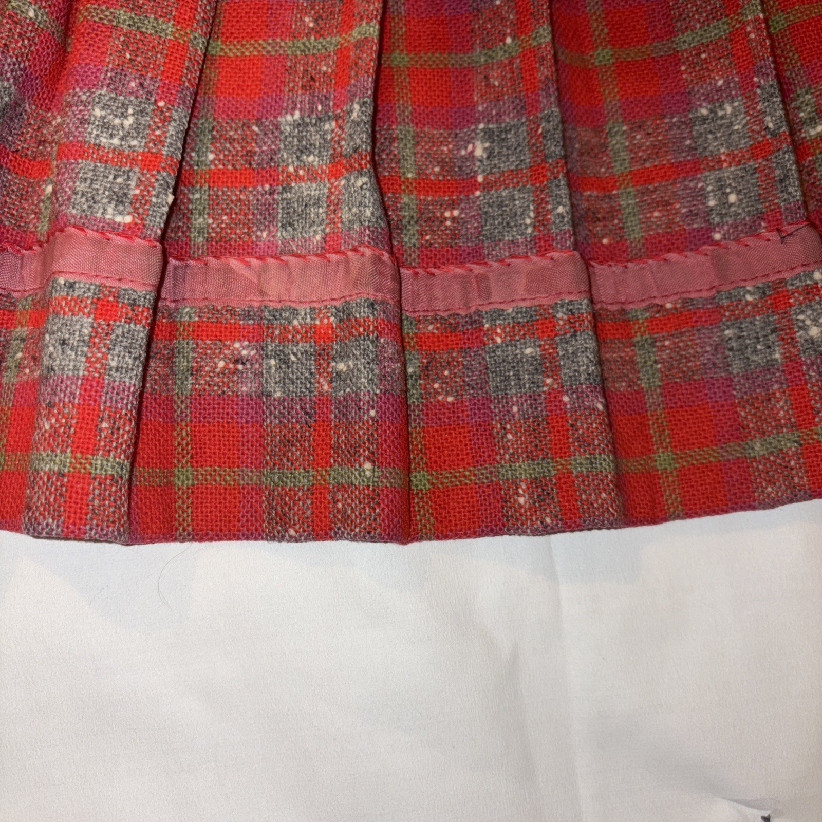 Vtg Minnesota Tailored Skirt Woolen Co. Mills Pleated Red Plaid 40s 50s 60s 70s