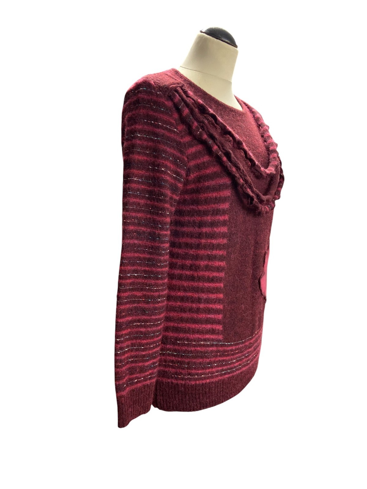 Vintage Red Hand Knit Women’s Sweater | Cozy Long Sleeve Pullover | Size S/M